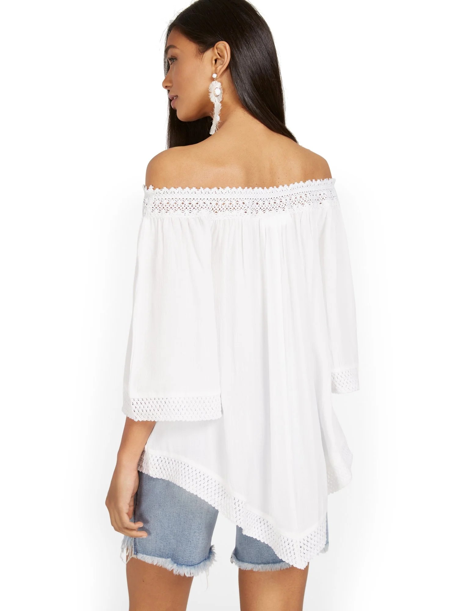 Off-The-Shoulder Crochet Tunic Top - Image 3