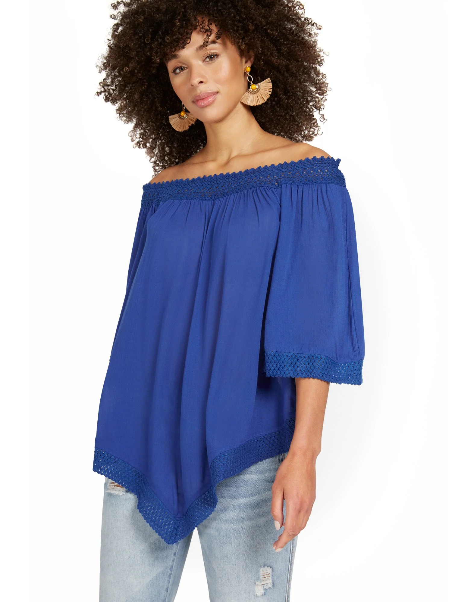 Off-The-Shoulder Crochet Tunic Top - Image 5