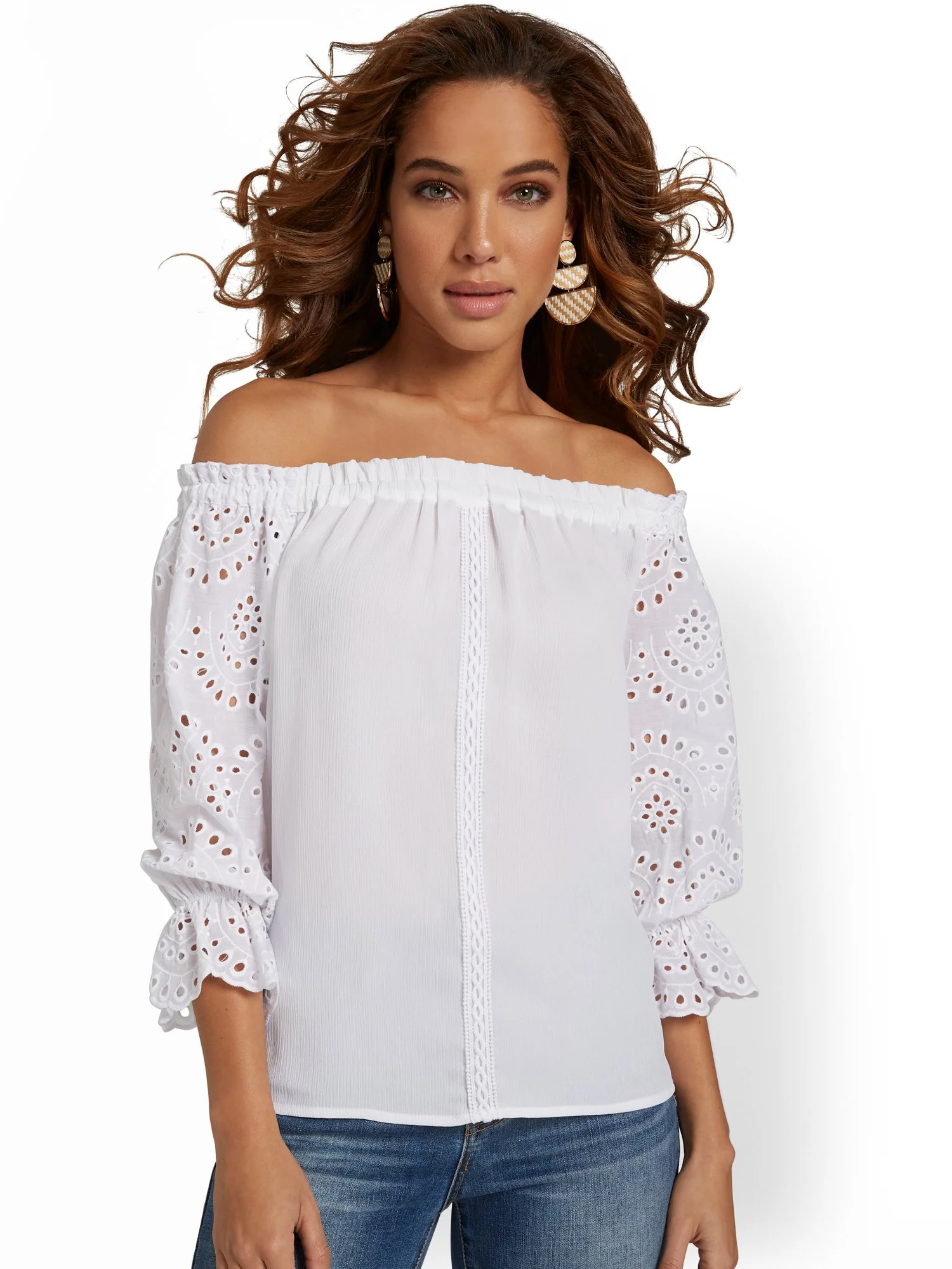 Off-The-Shoulder Eyelet Blouse - Lily & Cali - Image 2