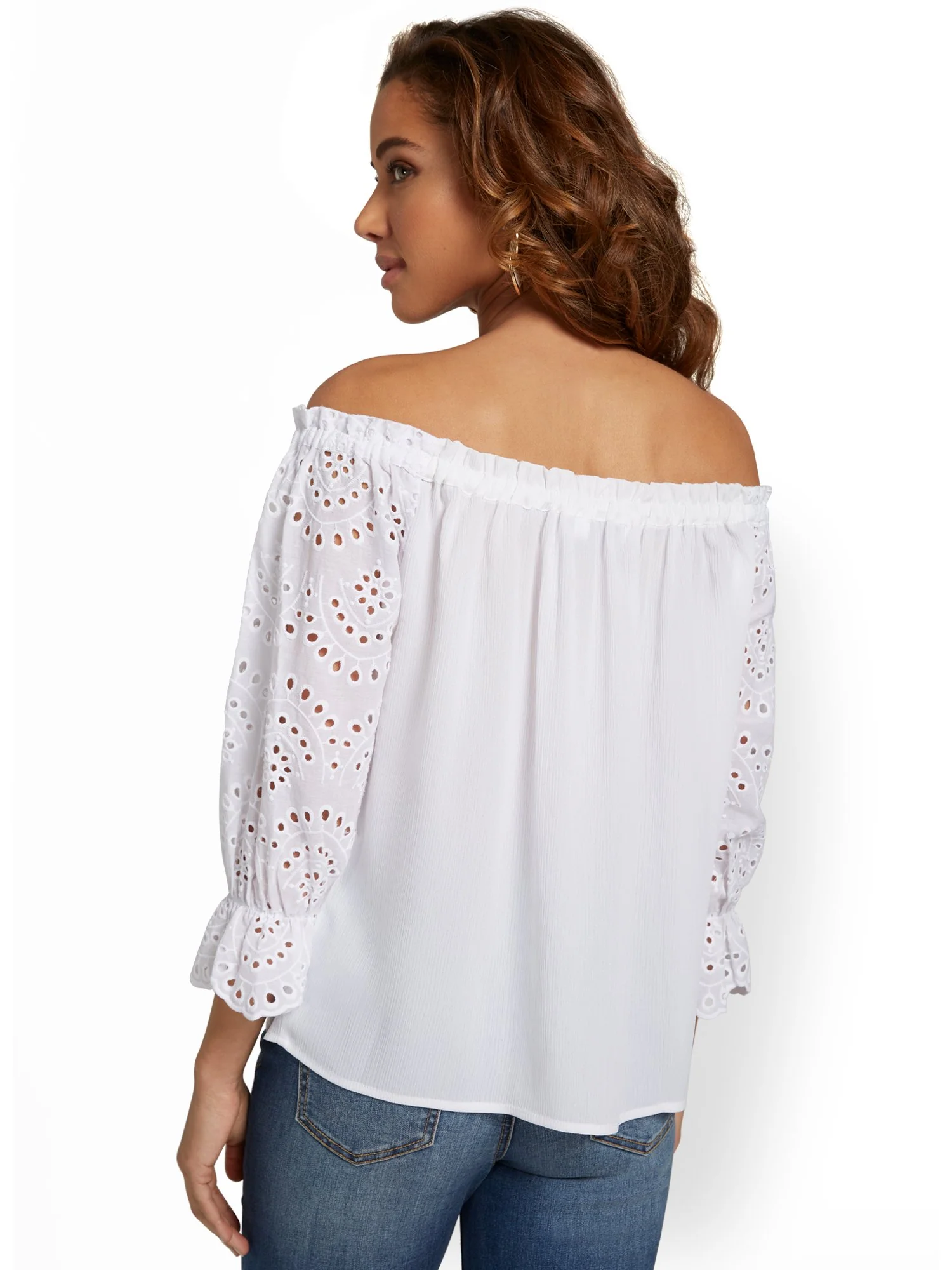 Off-The-Shoulder Eyelet Blouse - Lily & Cali - Image 3