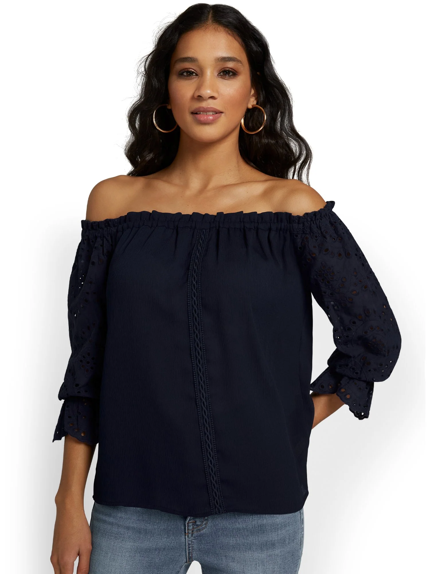 Off-The-Shoulder Eyelet Blouse - Lily & Cali - Image 5