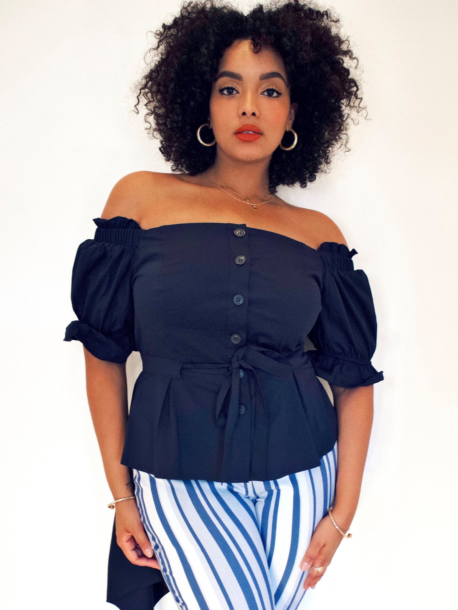 Off-The-Shoulder Hi-Lo Poplin Shirt - Image 12