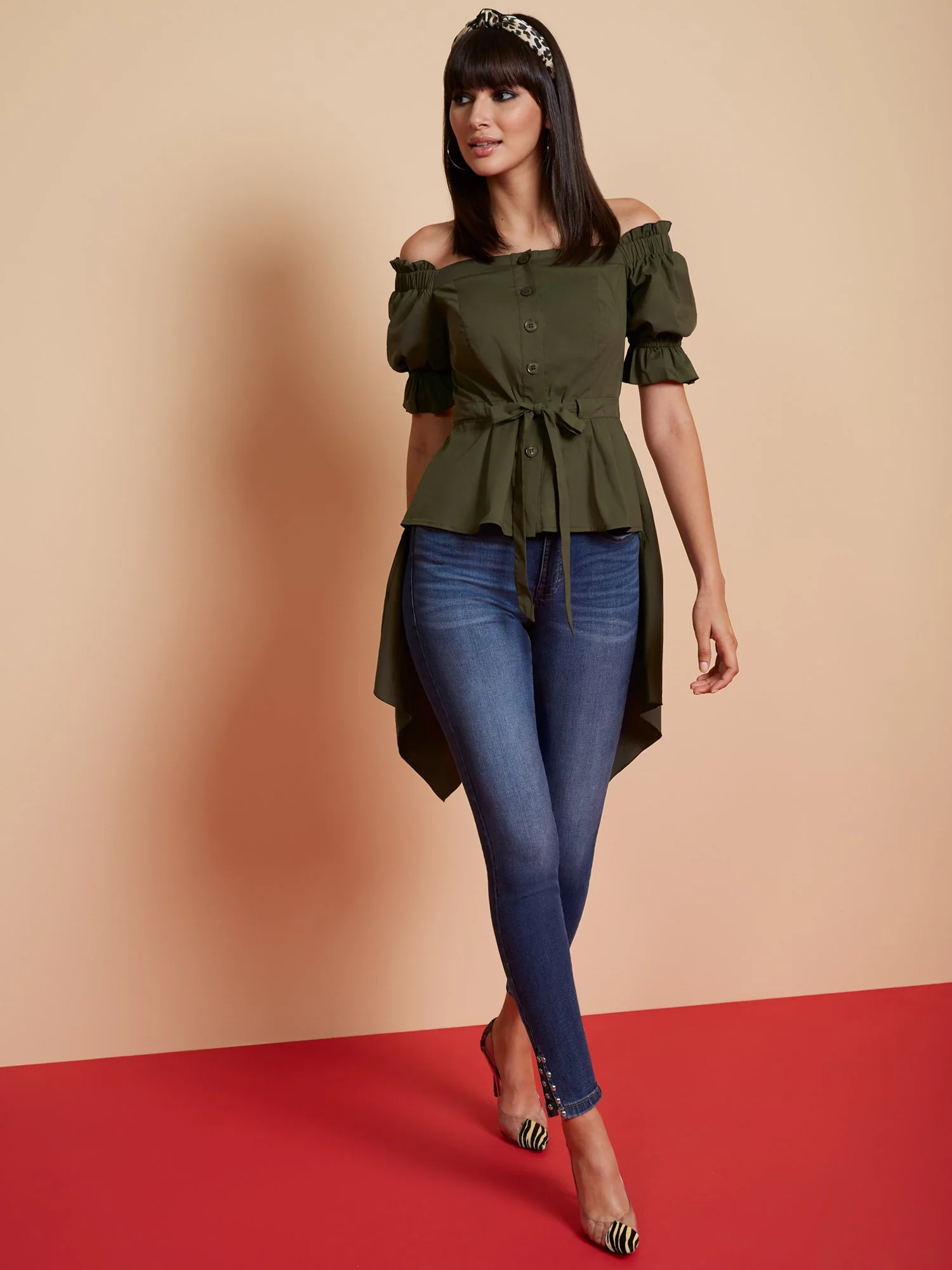 Off-The-Shoulder Hi-Lo Poplin Shirt - Image 15