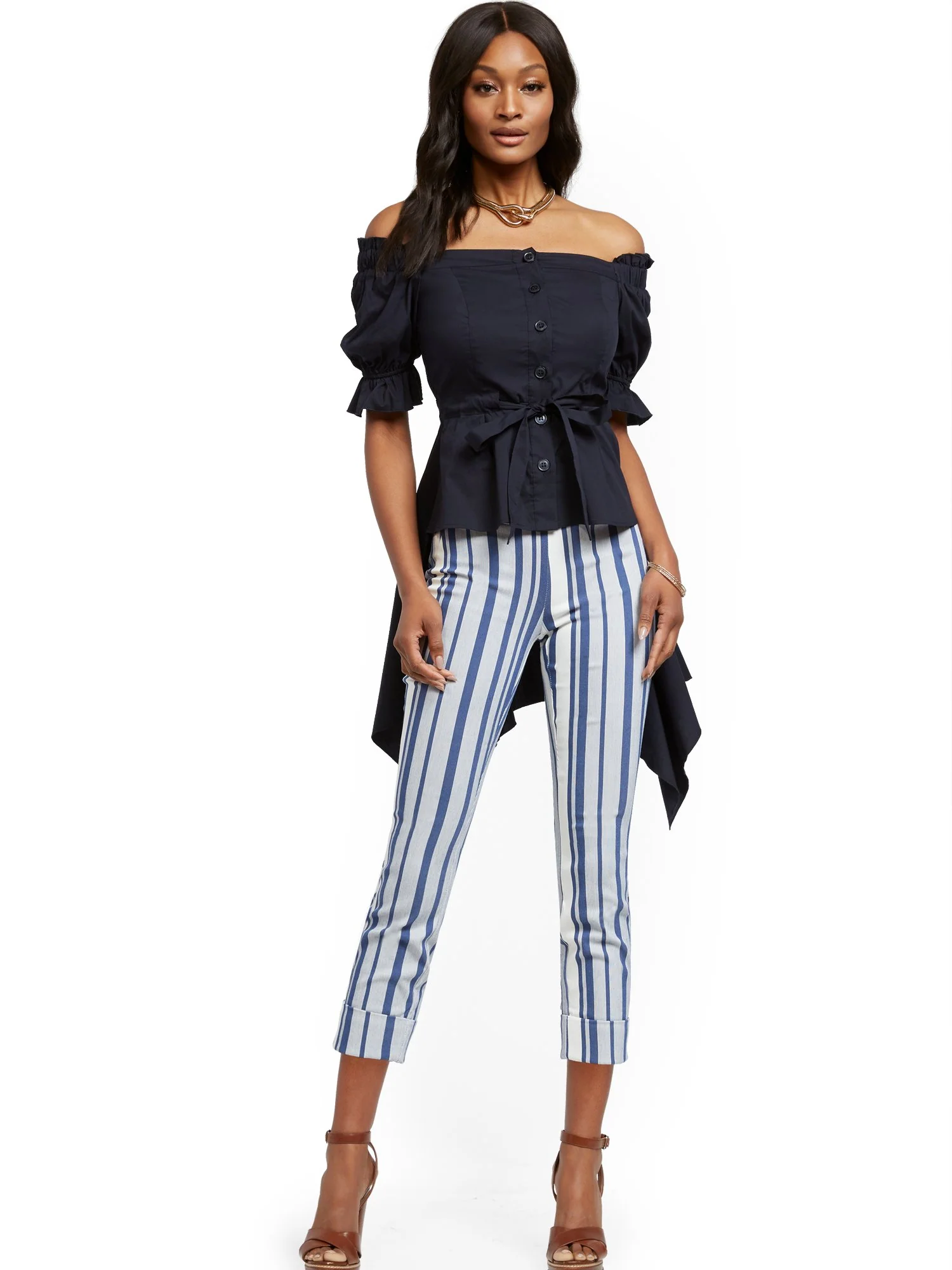 Off-The-Shoulder Hi-Lo Poplin Shirt - Image 31