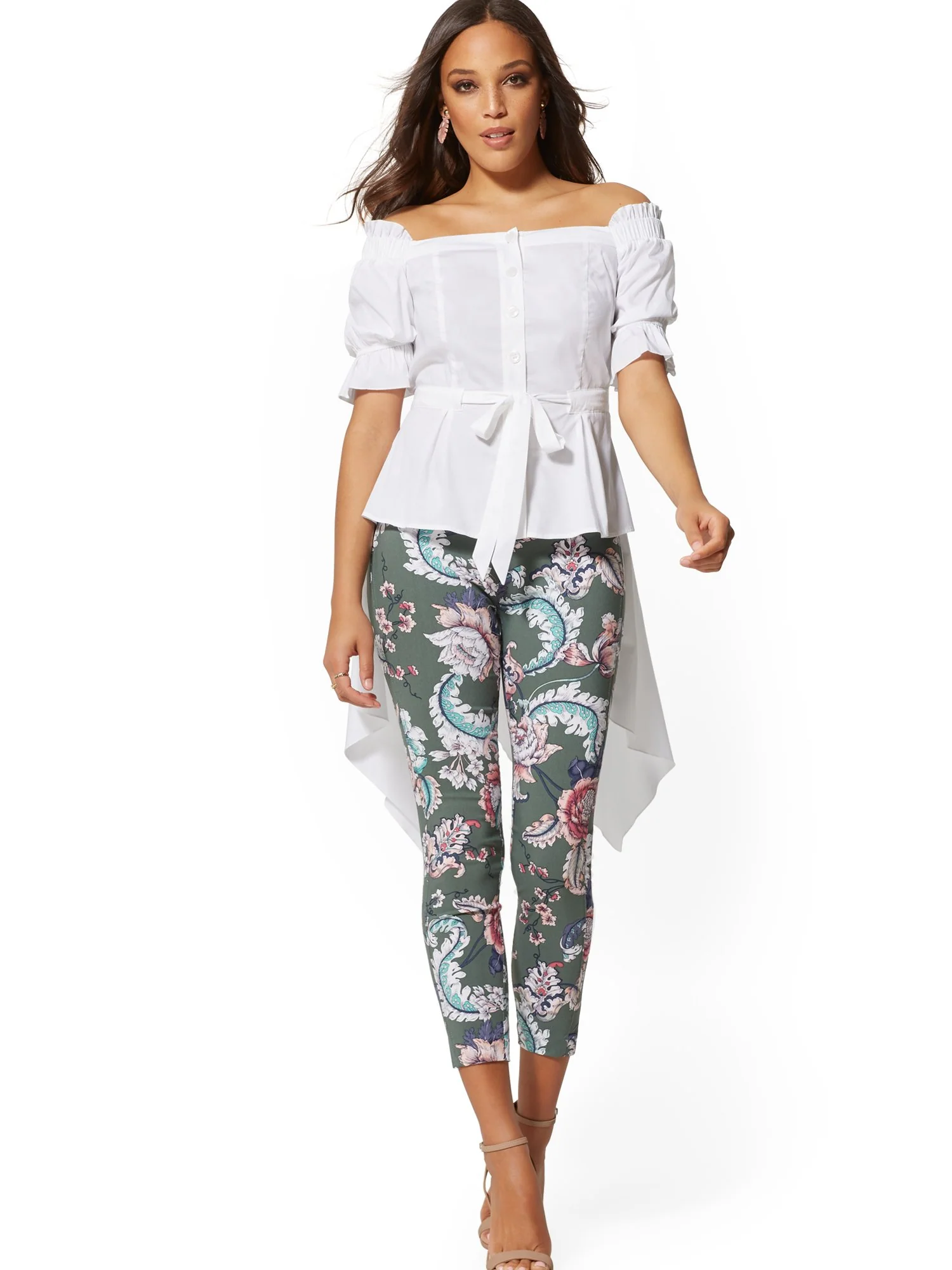 Off-The-Shoulder Hi-Lo Poplin Shirt - Image 4