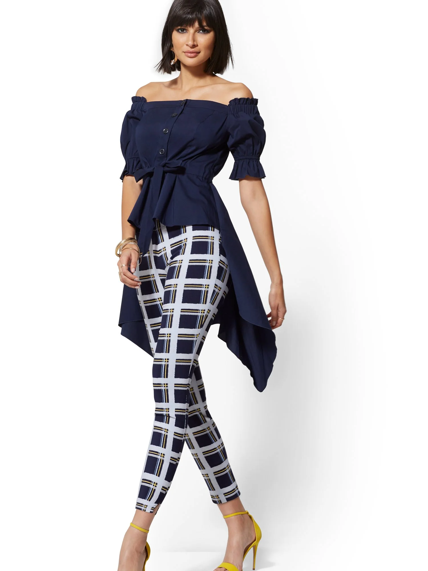 Off-The-Shoulder Hi-Lo Poplin Shirt - Image 9