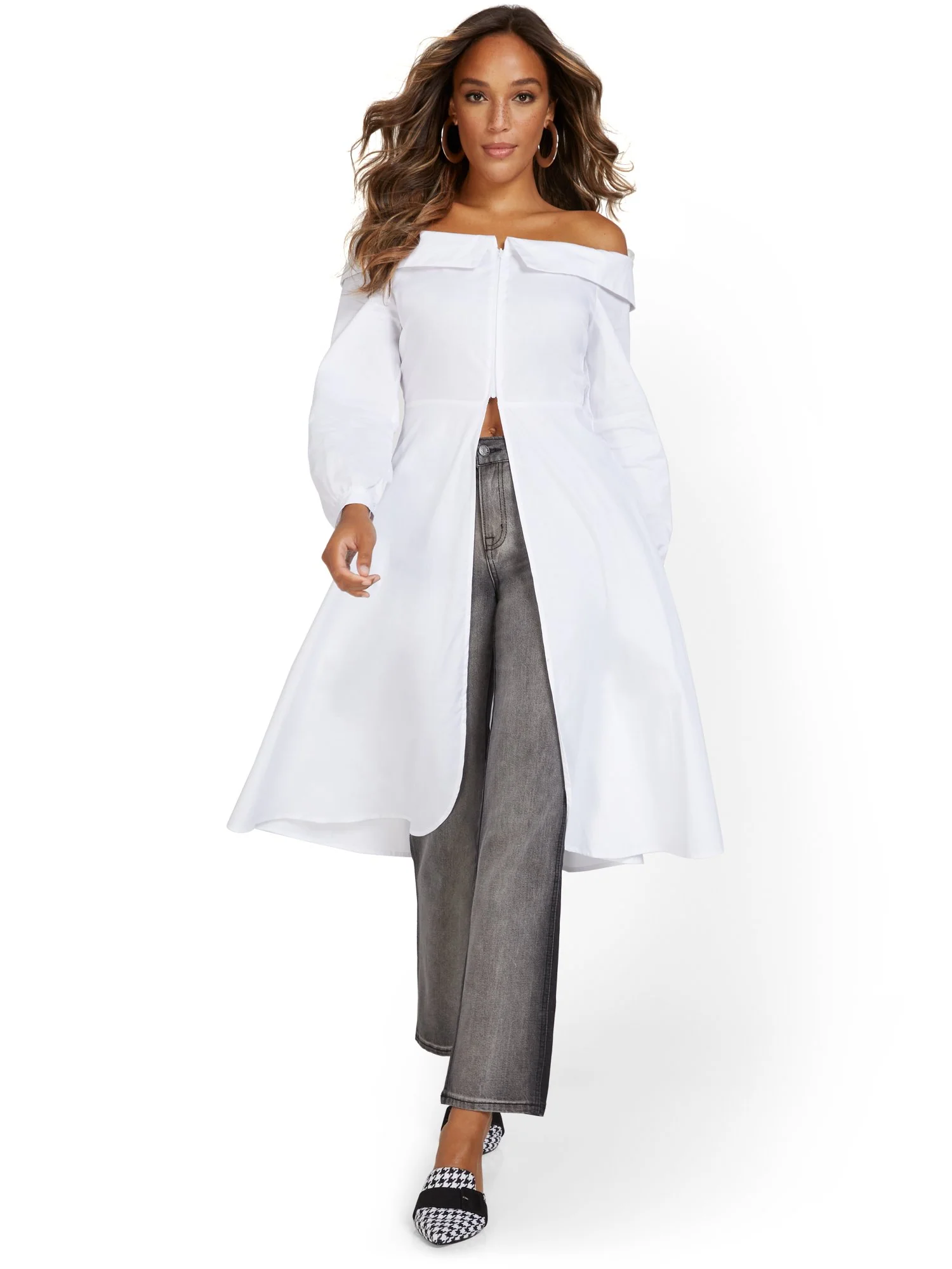Off-The-Shoulder Poplin Drama Top - Image 2
