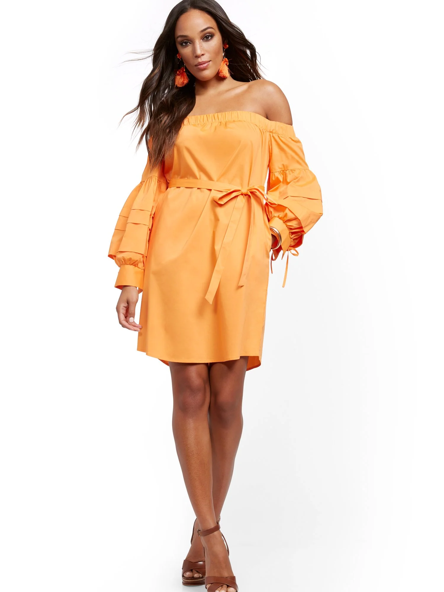 Off-The-Shoulder Poplin Shift Dress - Image 7