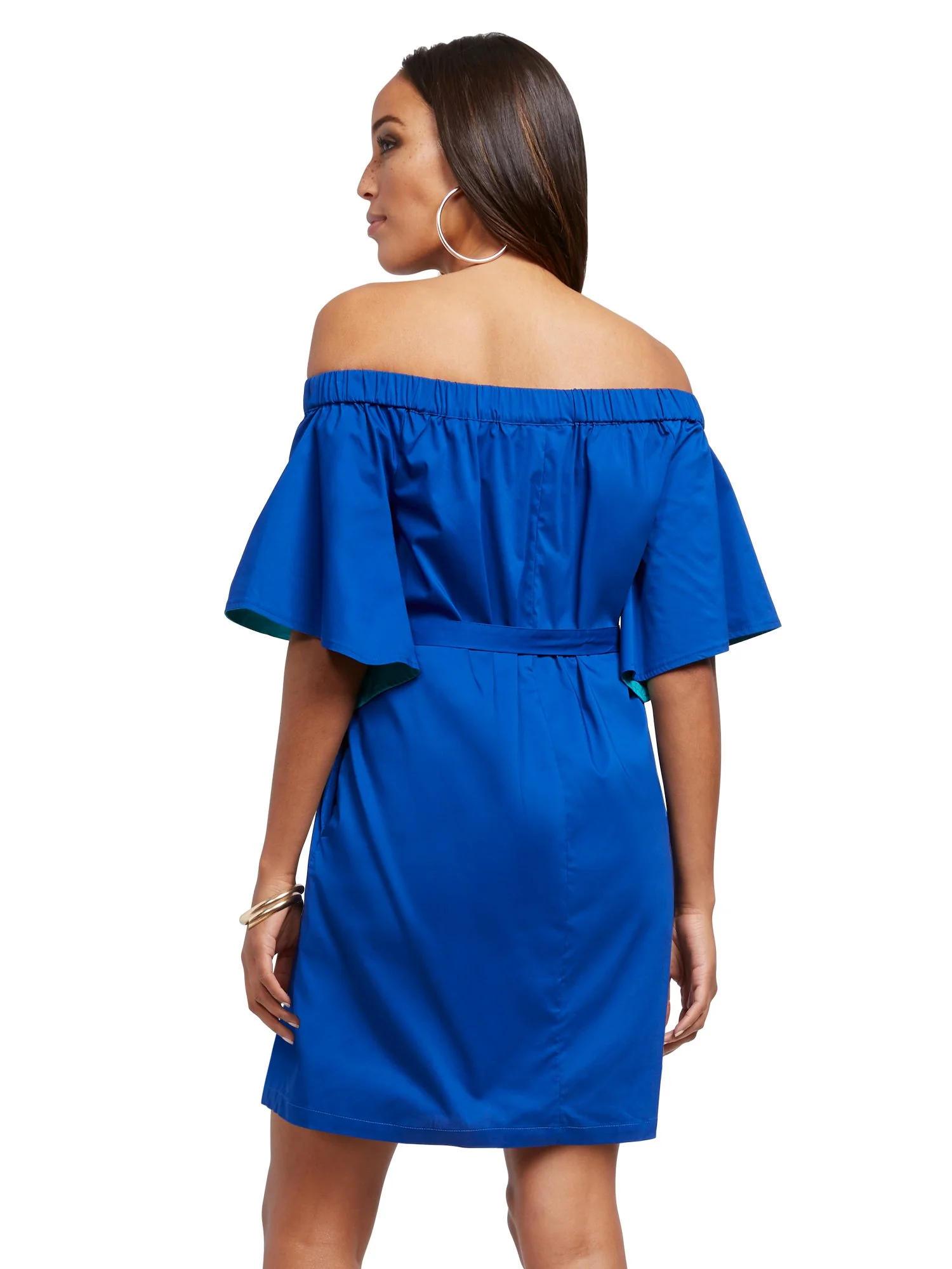 Off-The-Shoulder Poplin Shift Dress - Image 3
