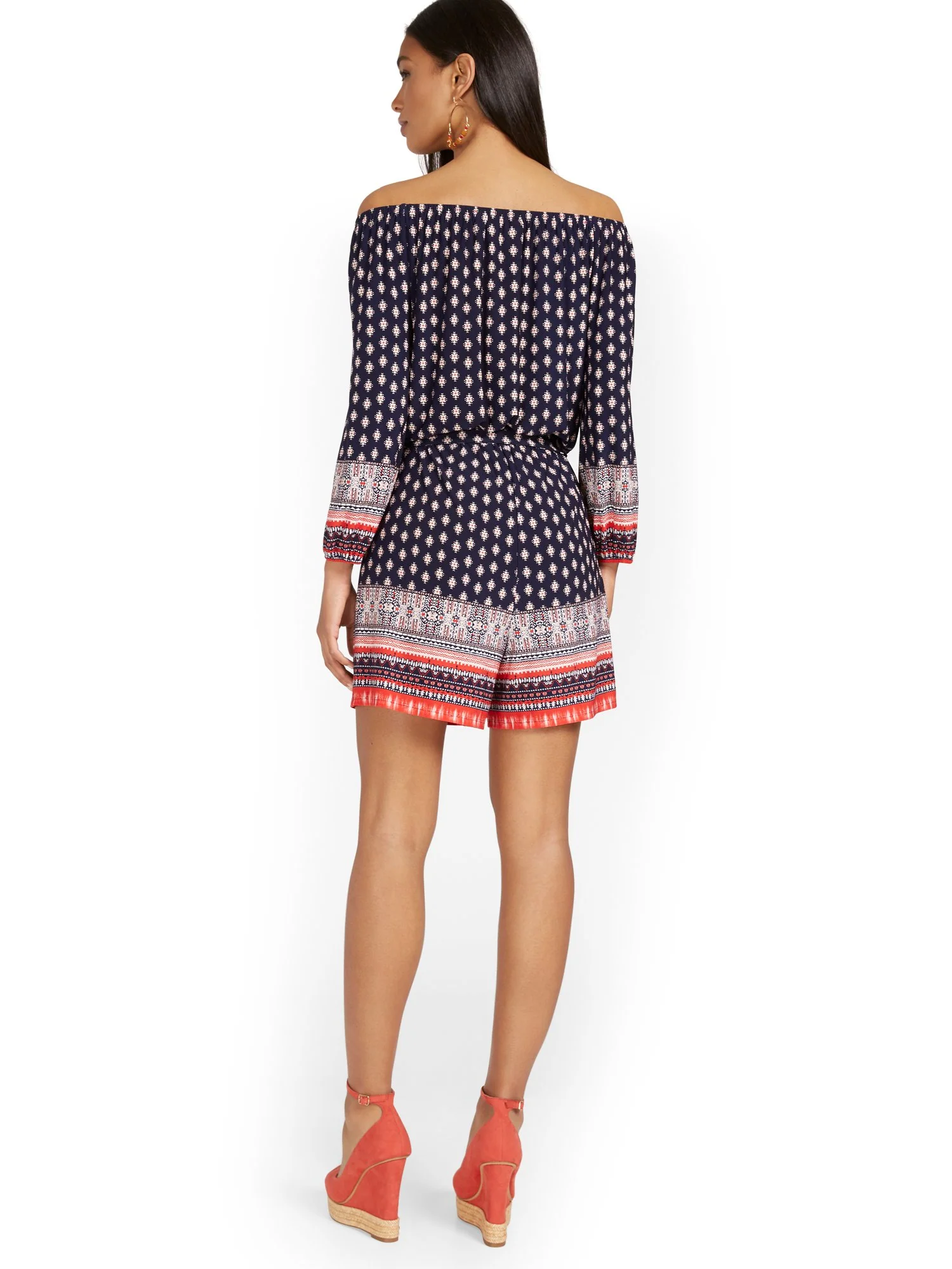 Off-The-Shoulder Printed Romper - Image 3