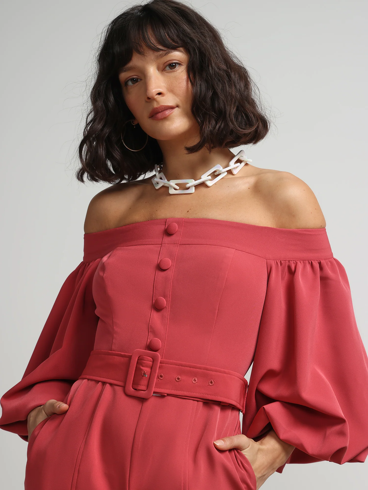 Off-The-Shoulder Puff-Sleeve Jumpsuit - Image 4