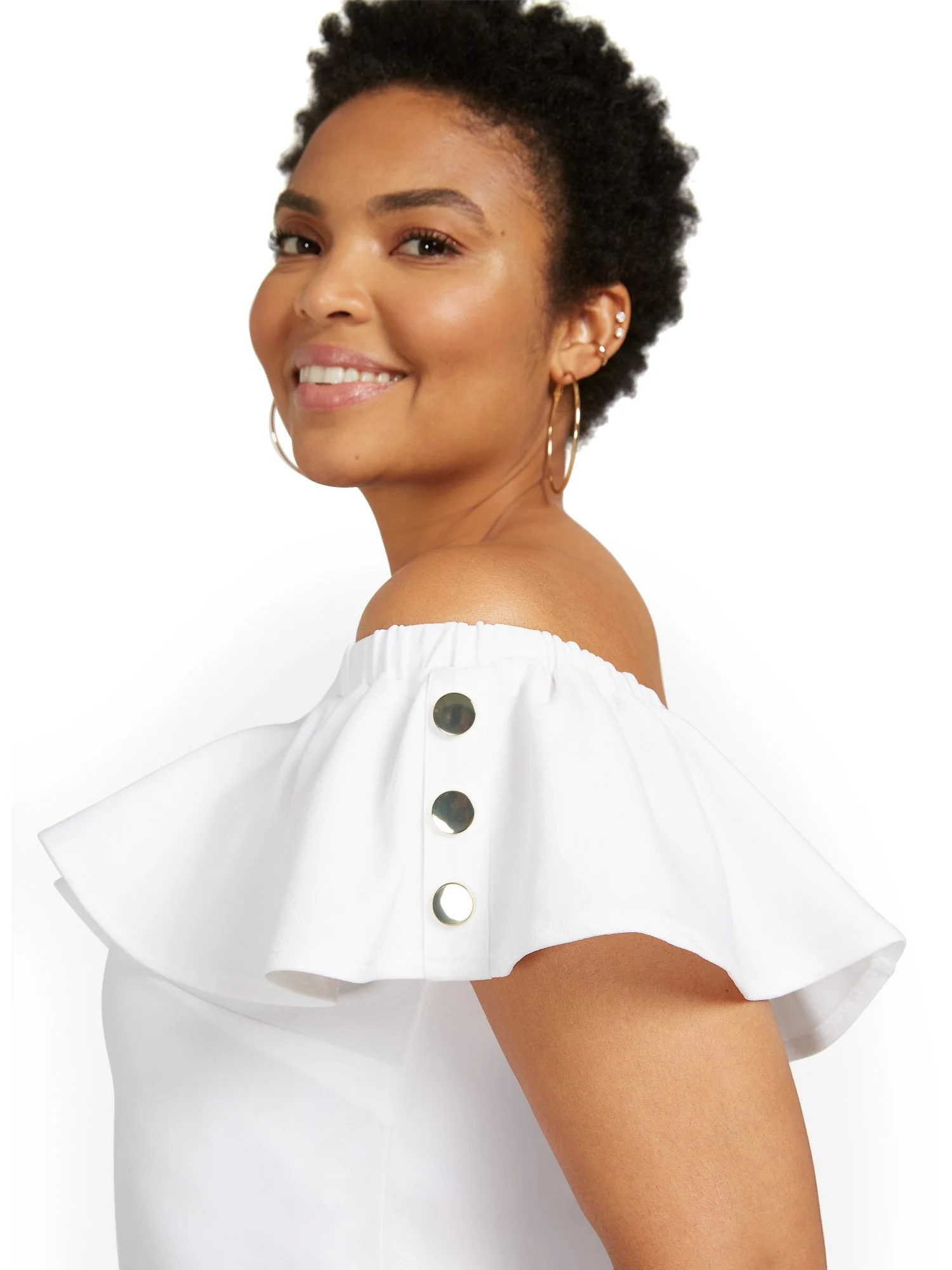 Off-The-Shoulder Ruffle Knit Top - Image 3