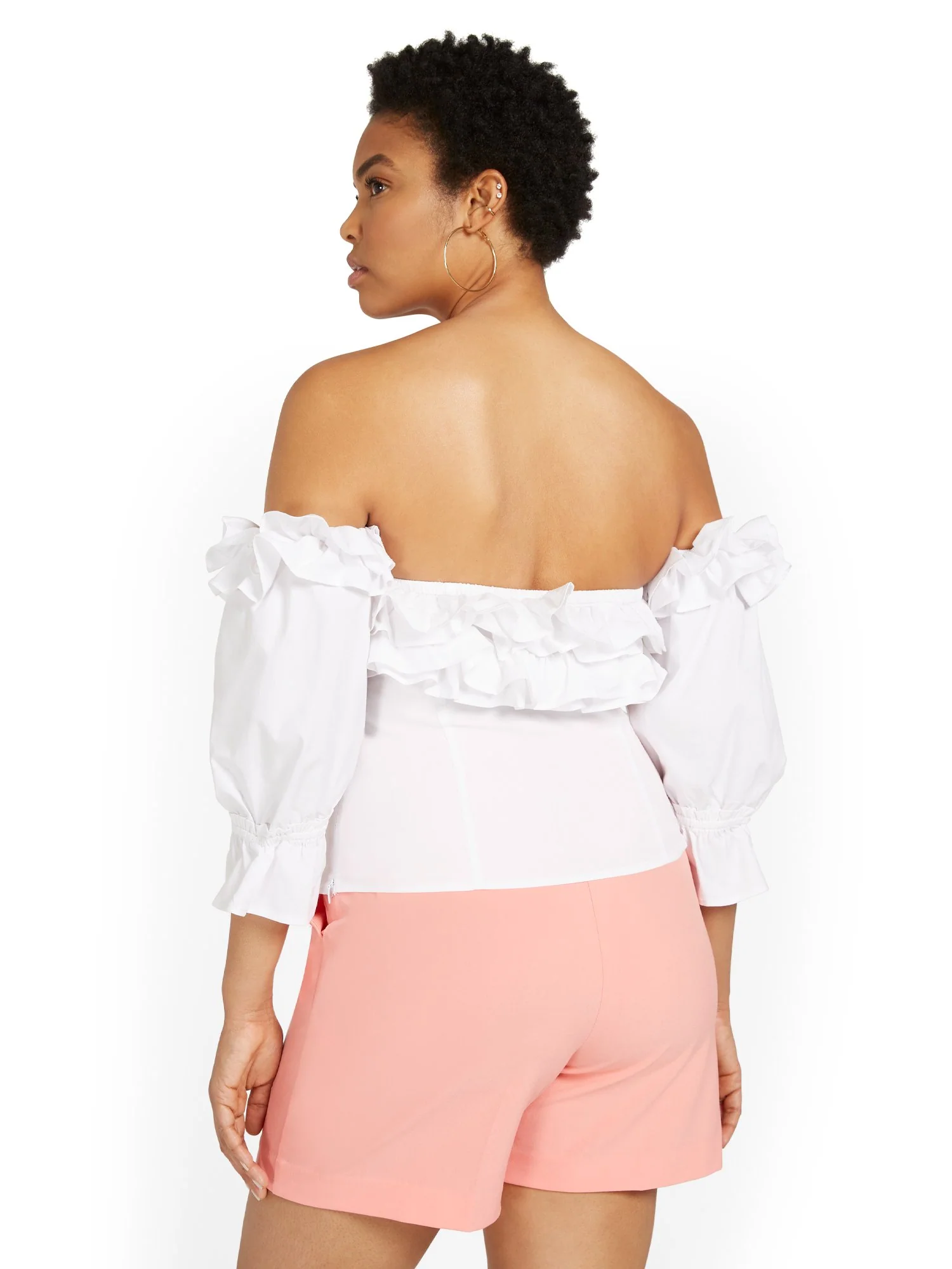 Off-The-Shoulder Ruffle Poplin Top - Image 3