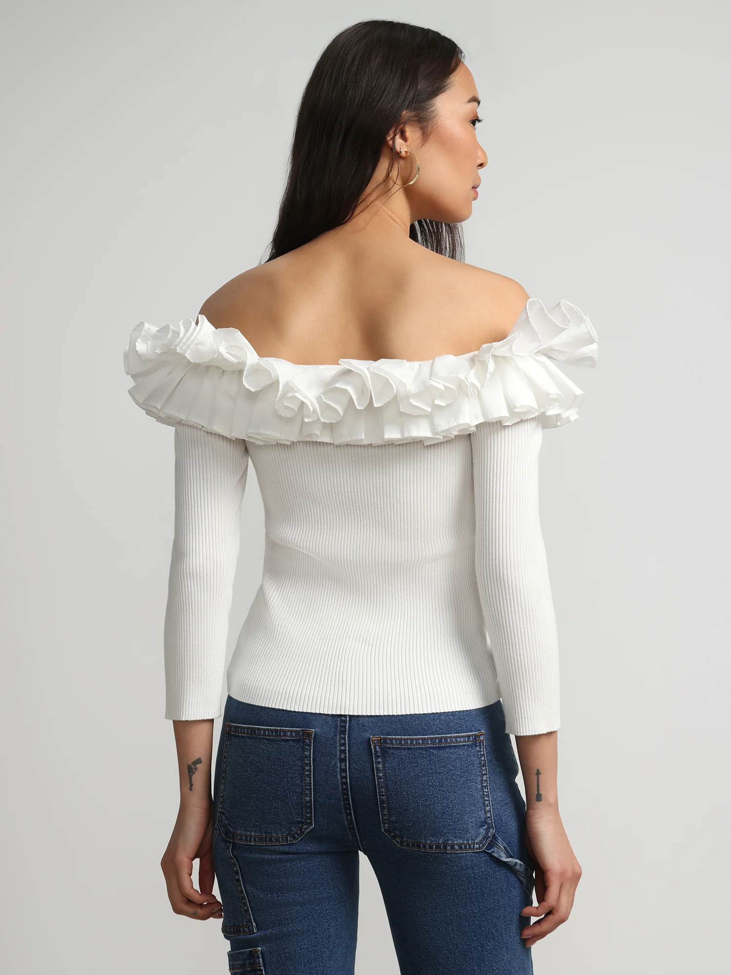 Off-The-Shoulder Ruffle Sweater - Image 3