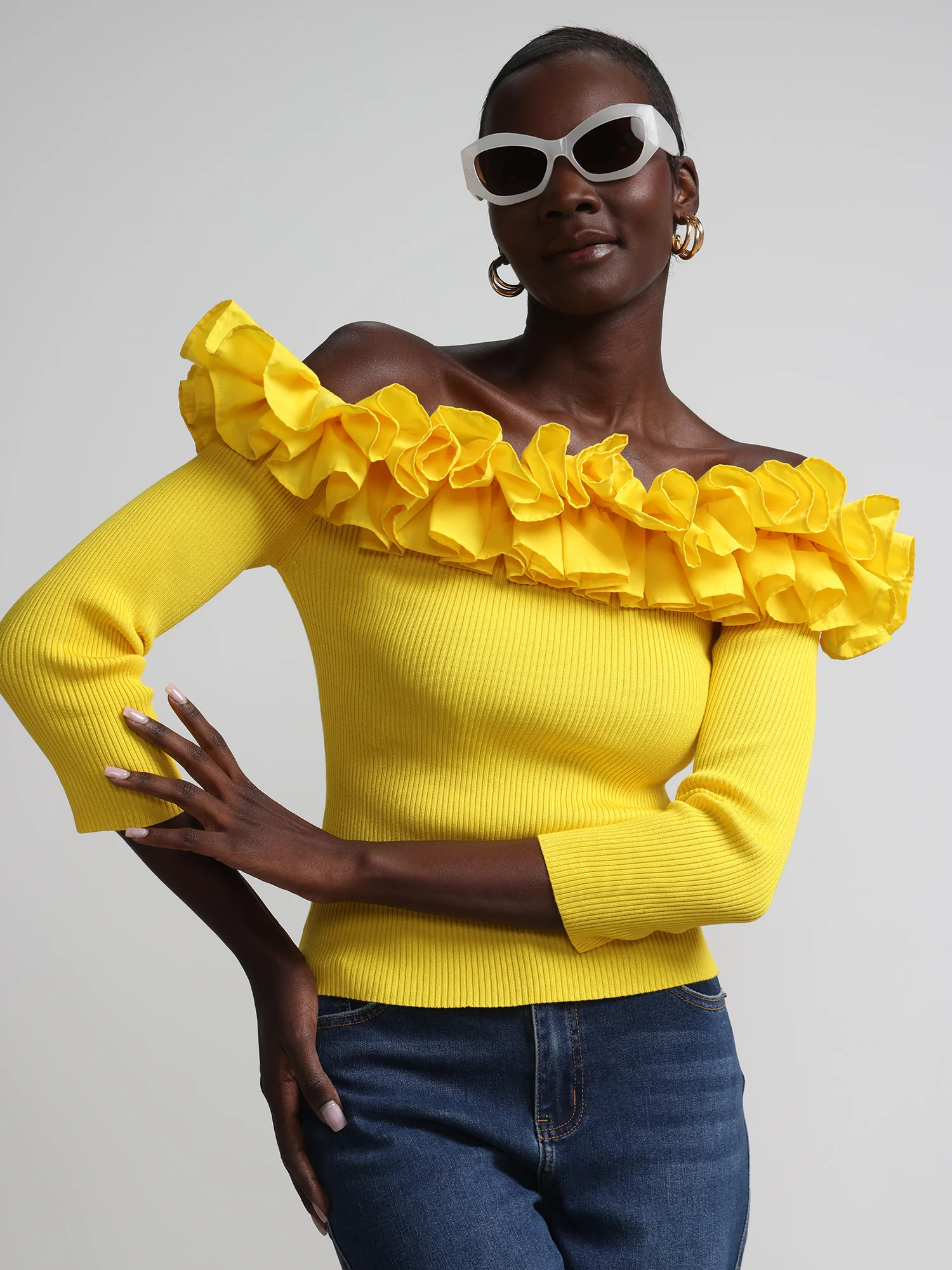 Off-The-Shoulder Ruffle Sweater - Image 7