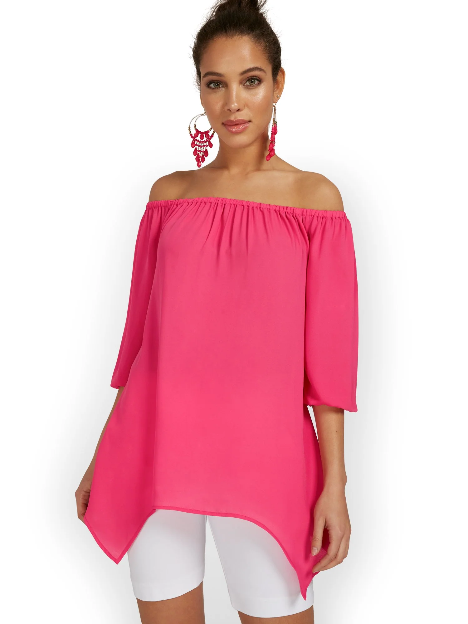 Off-The-Shoulder Sharkbite Tunic Top - Image 11