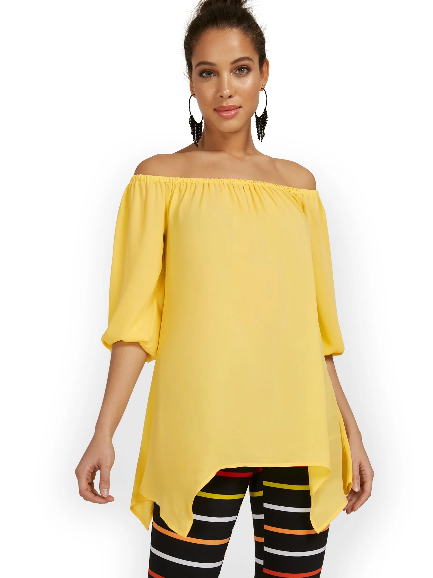 Off-The-Shoulder Sharkbite Tunic Top - Image 4