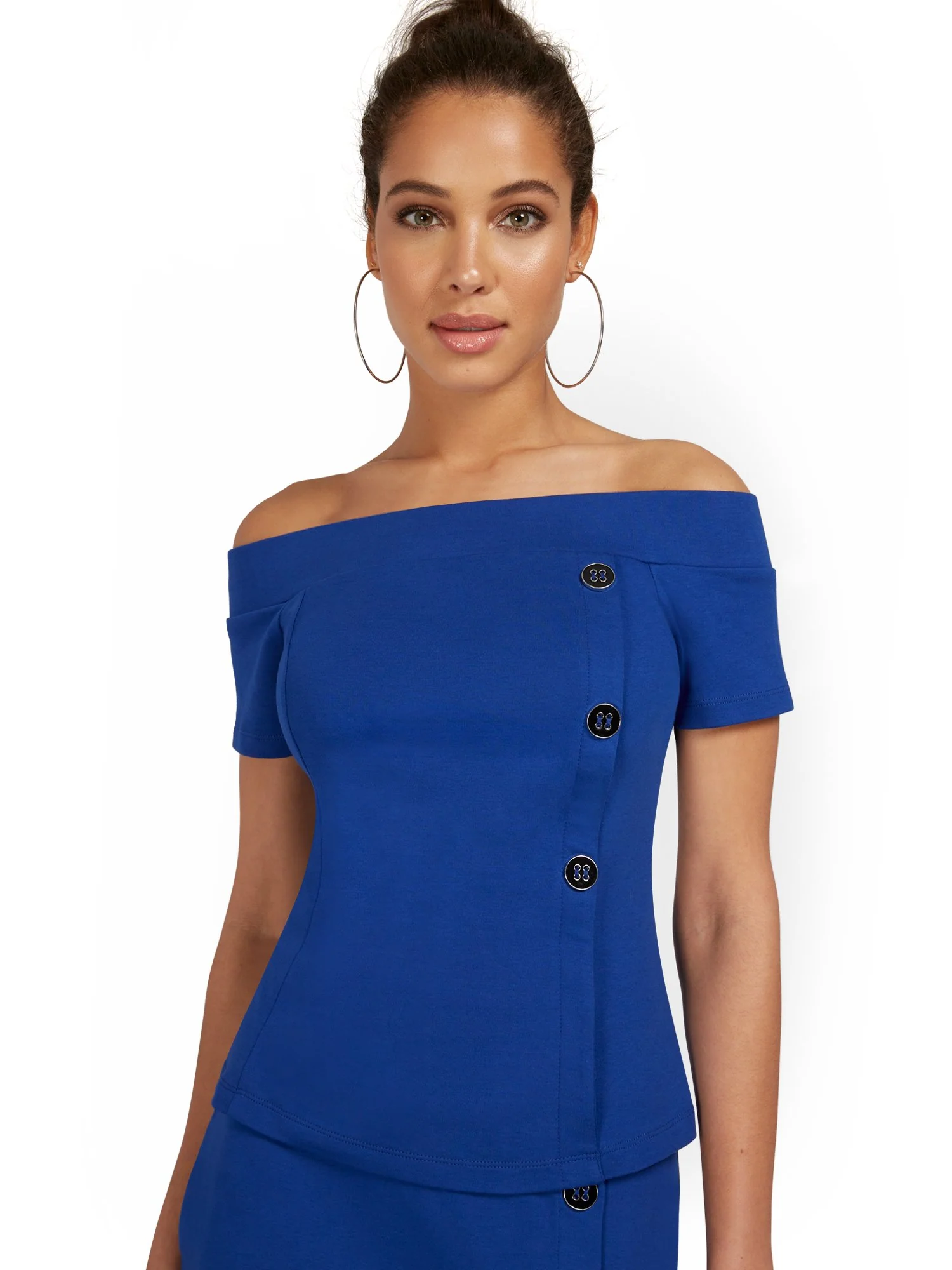 Off-The-Shoulder Side-Button Top - City Knits - Image 5