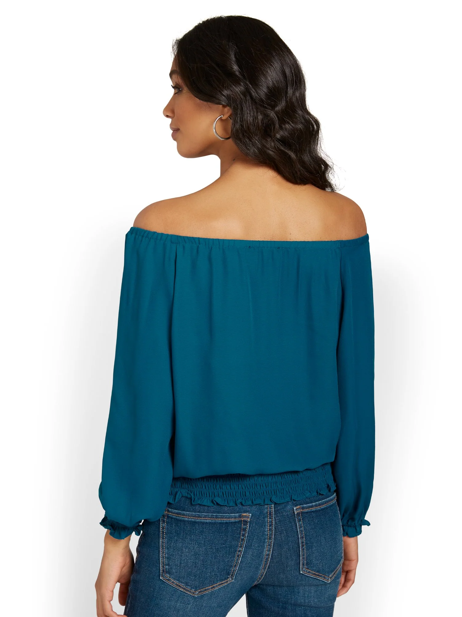 Off-The-Shoulder Smock Top - Image 3