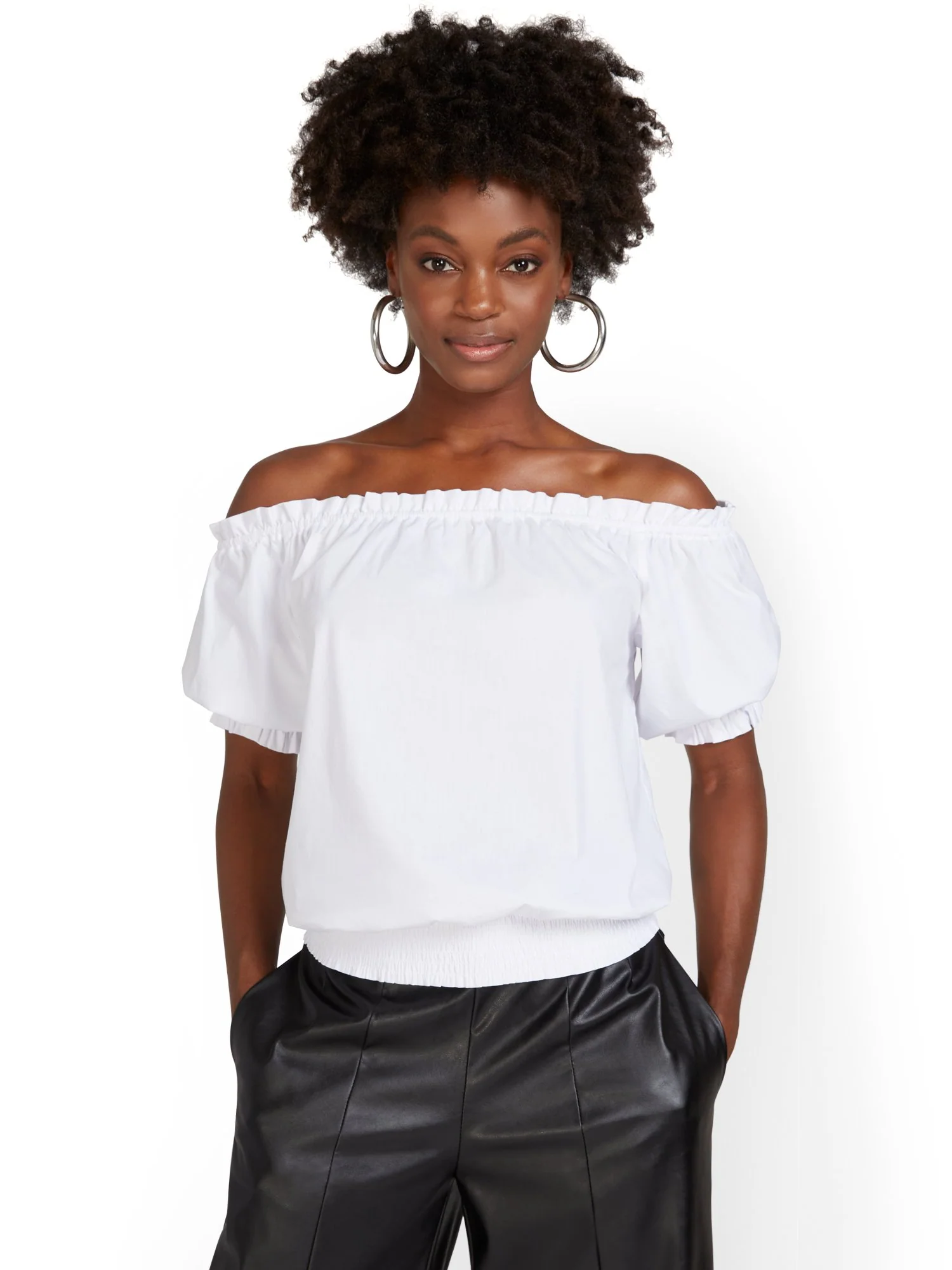 Off-The-Shoulder Smocked Poplin Top - Image 5