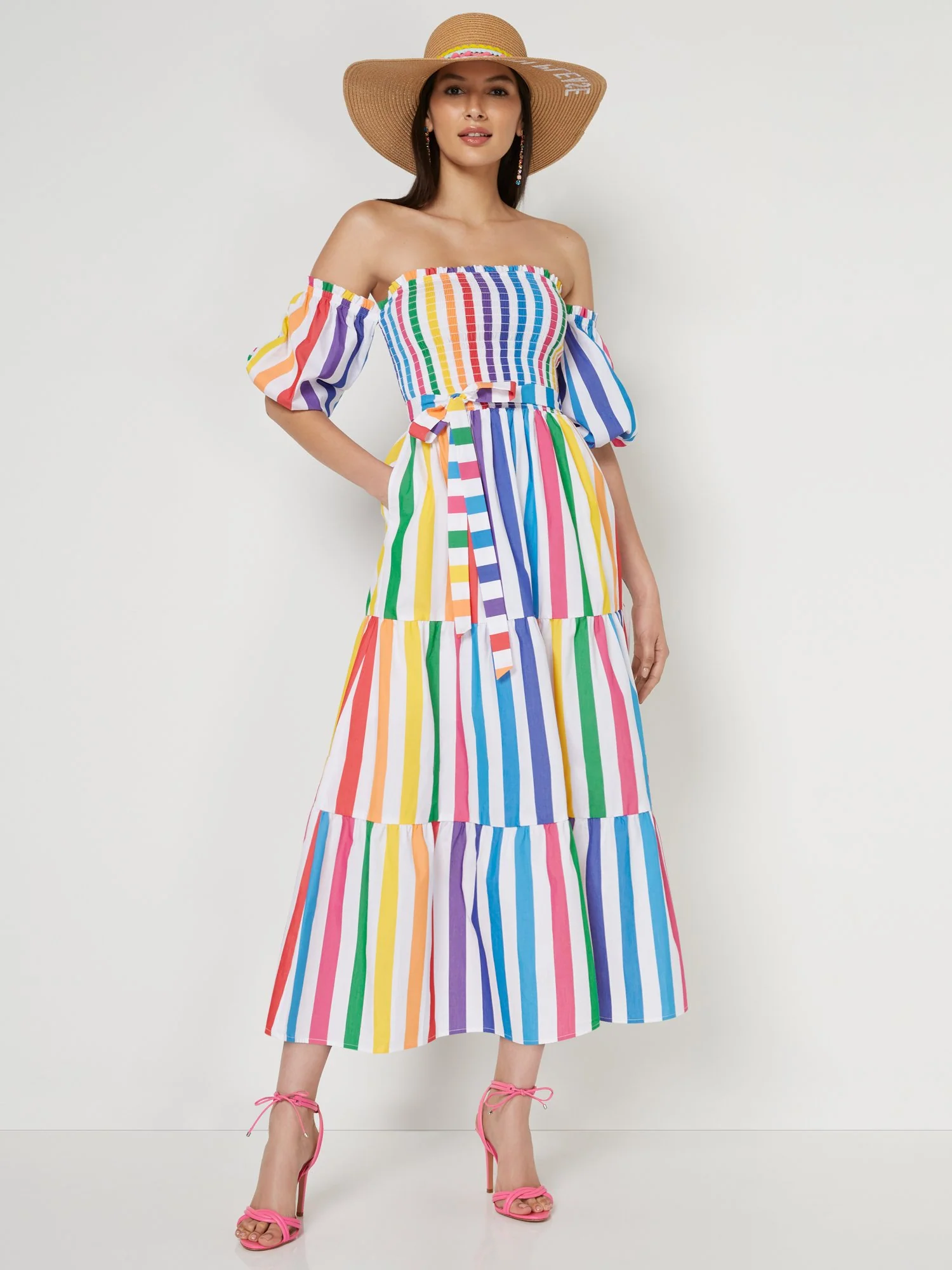 Off-The-Shoulder Stripe Maxi Dress - Image 2