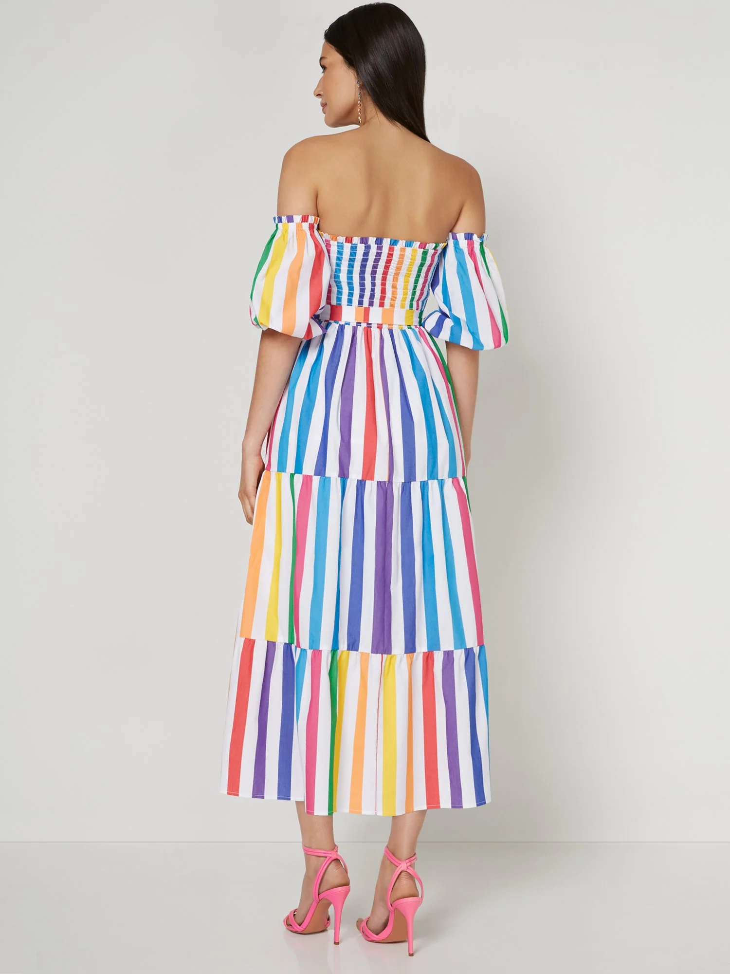 Off-The-Shoulder Stripe Maxi Dress - Image 3