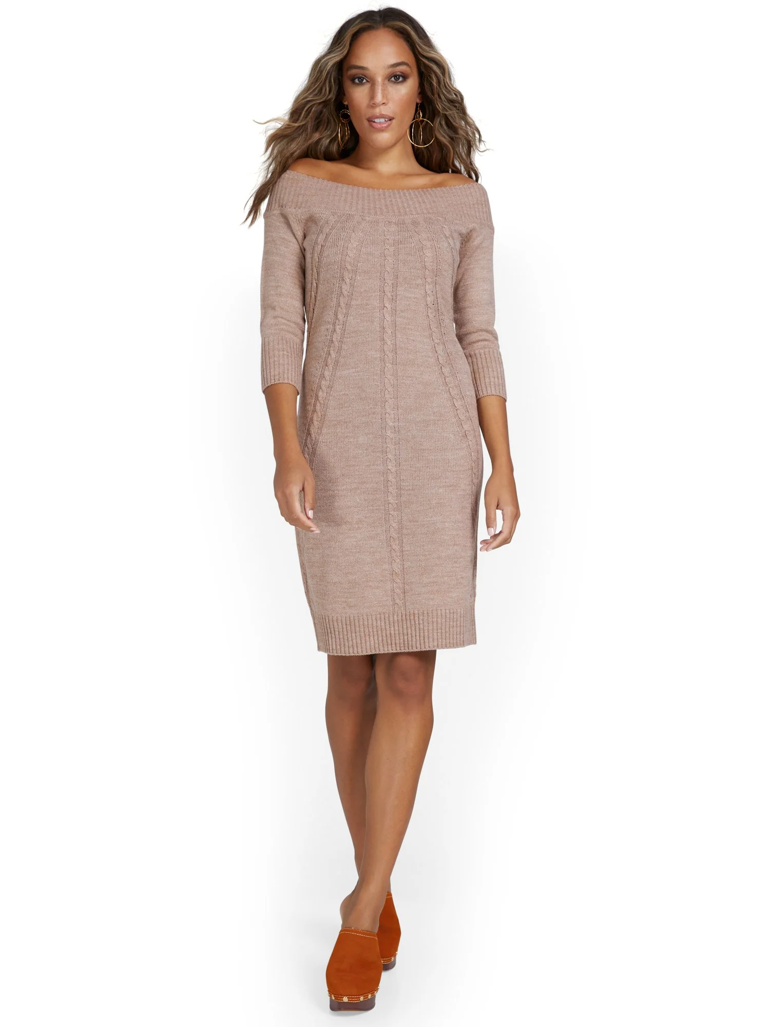Off-The-Shoulder Sweater Dress - Image 11