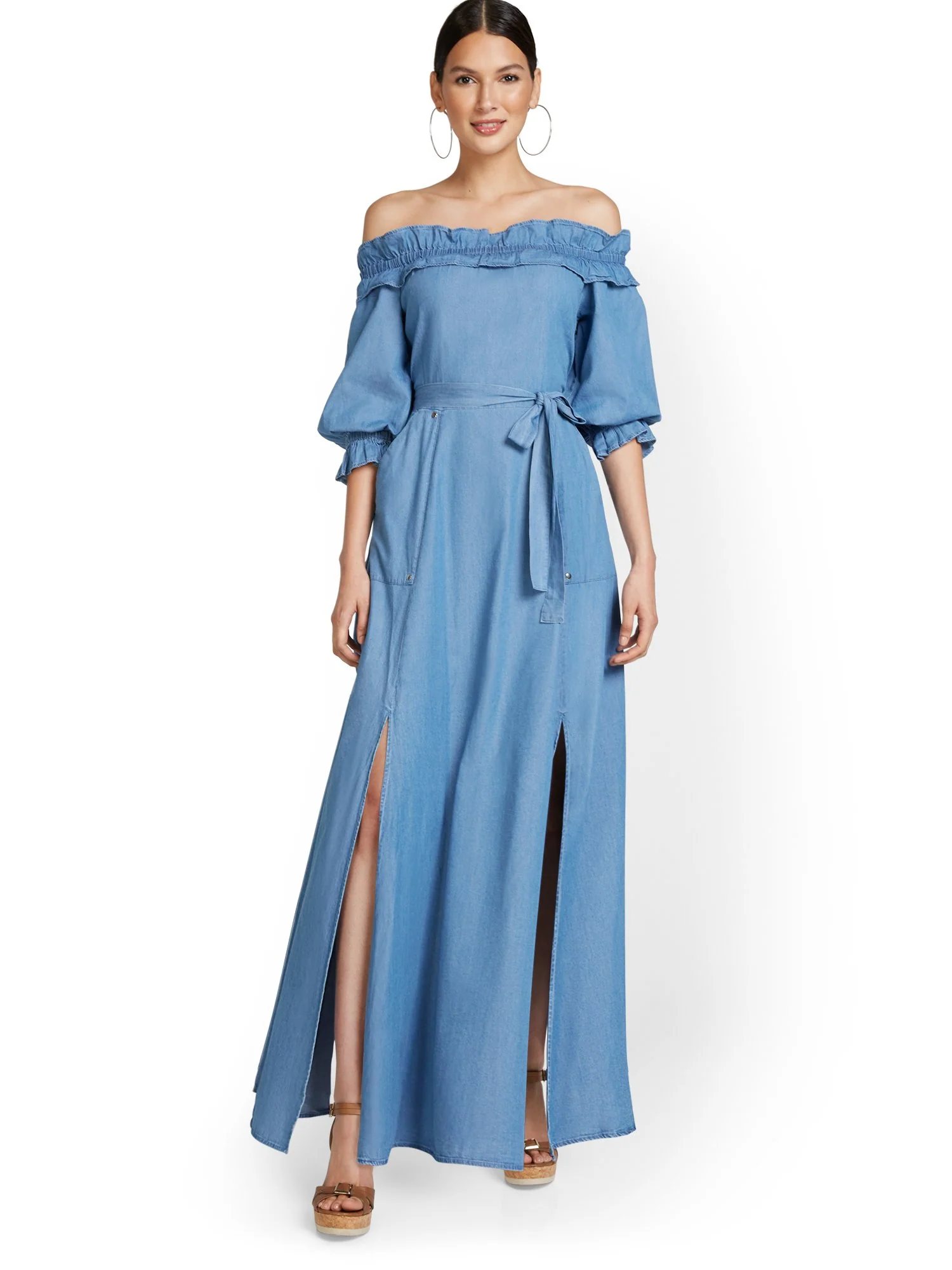 Off-The-Shoulder Tencel Maxi Dress