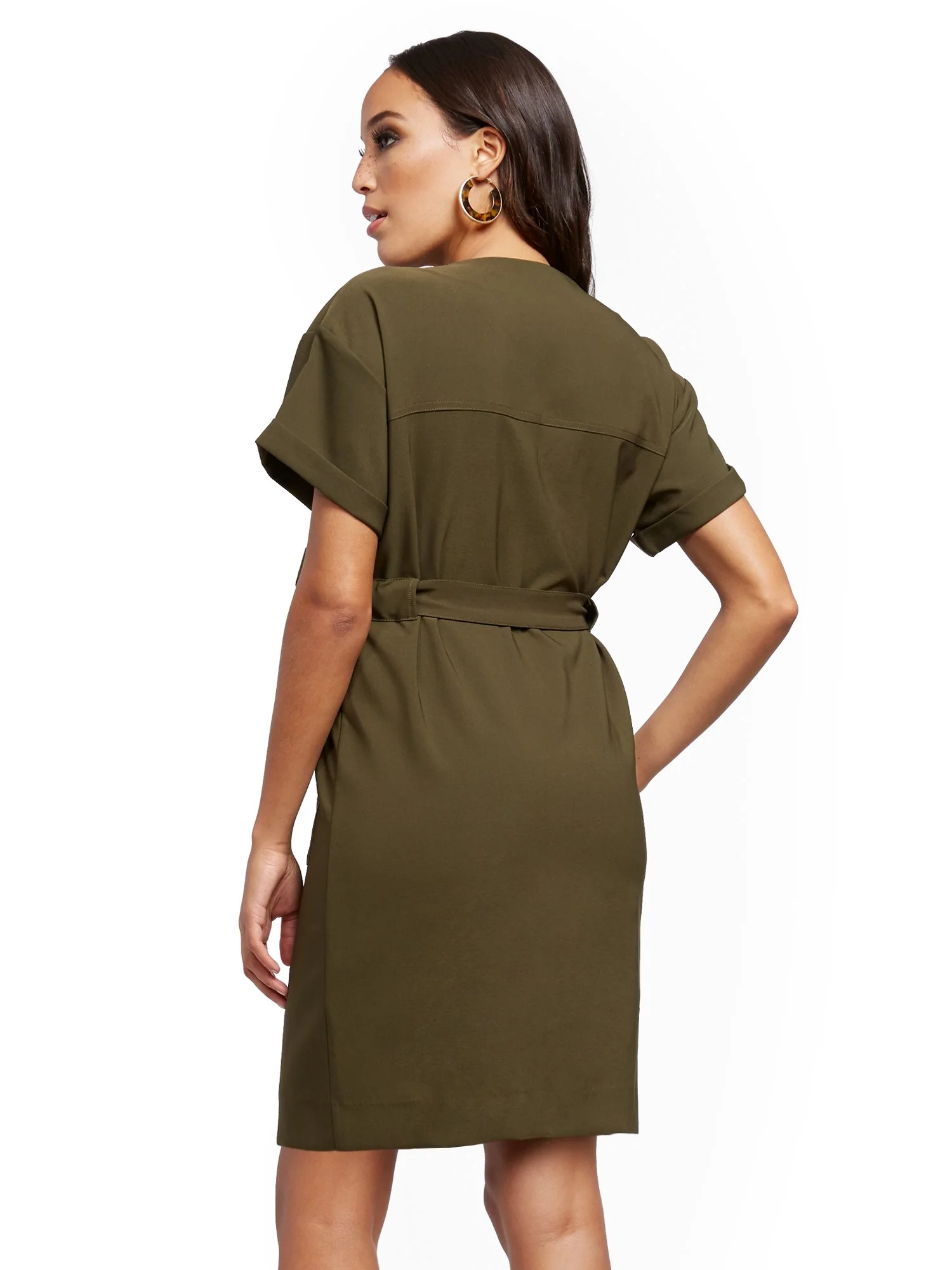 Olive Belted Utility Dress - Image 3