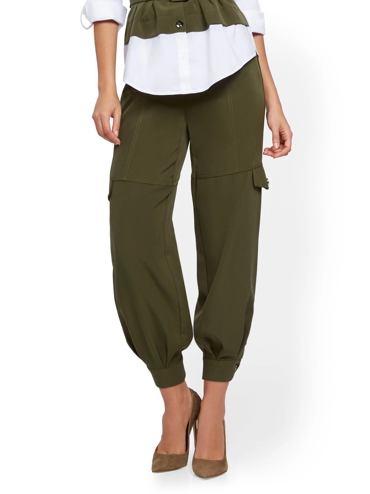 Olive Button-Accent Cargo Pant - 7th Avenue - Image 2