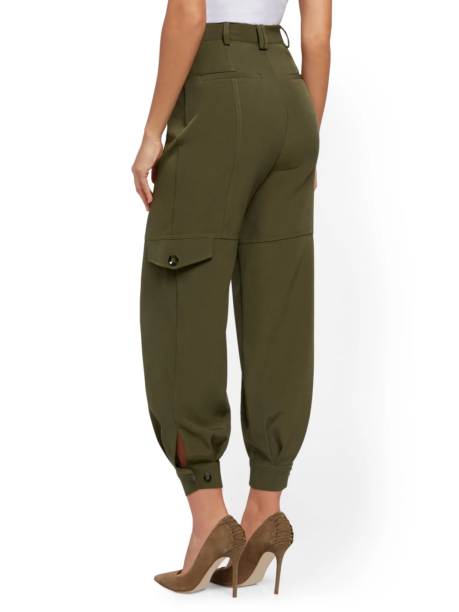Olive Button-Accent Cargo Pant - 7th Avenue - Image 3