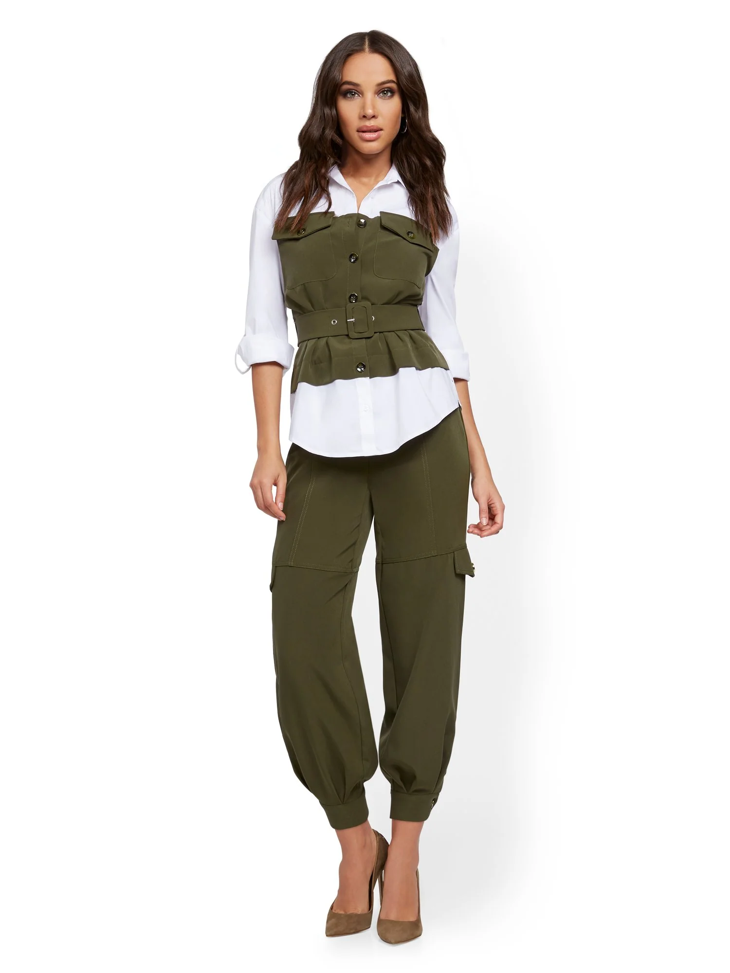 Olive Button-Accent Cargo Pant - 7th Avenue - Image 4