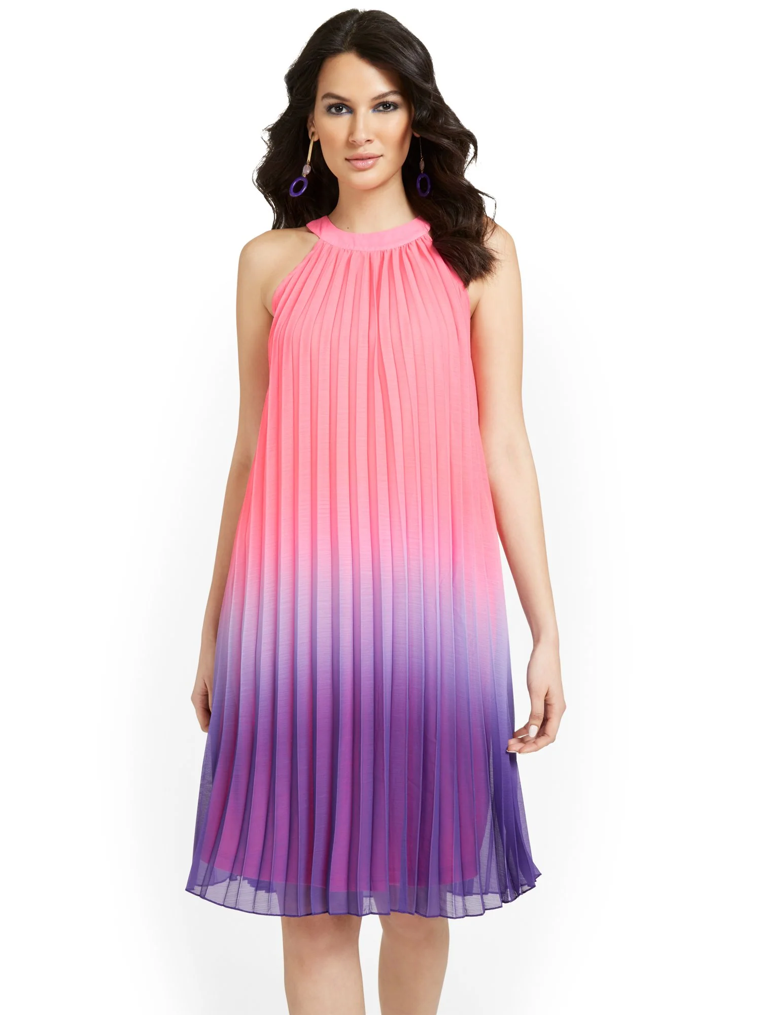 Ombre Pleated Halterneck Dress - Image 2