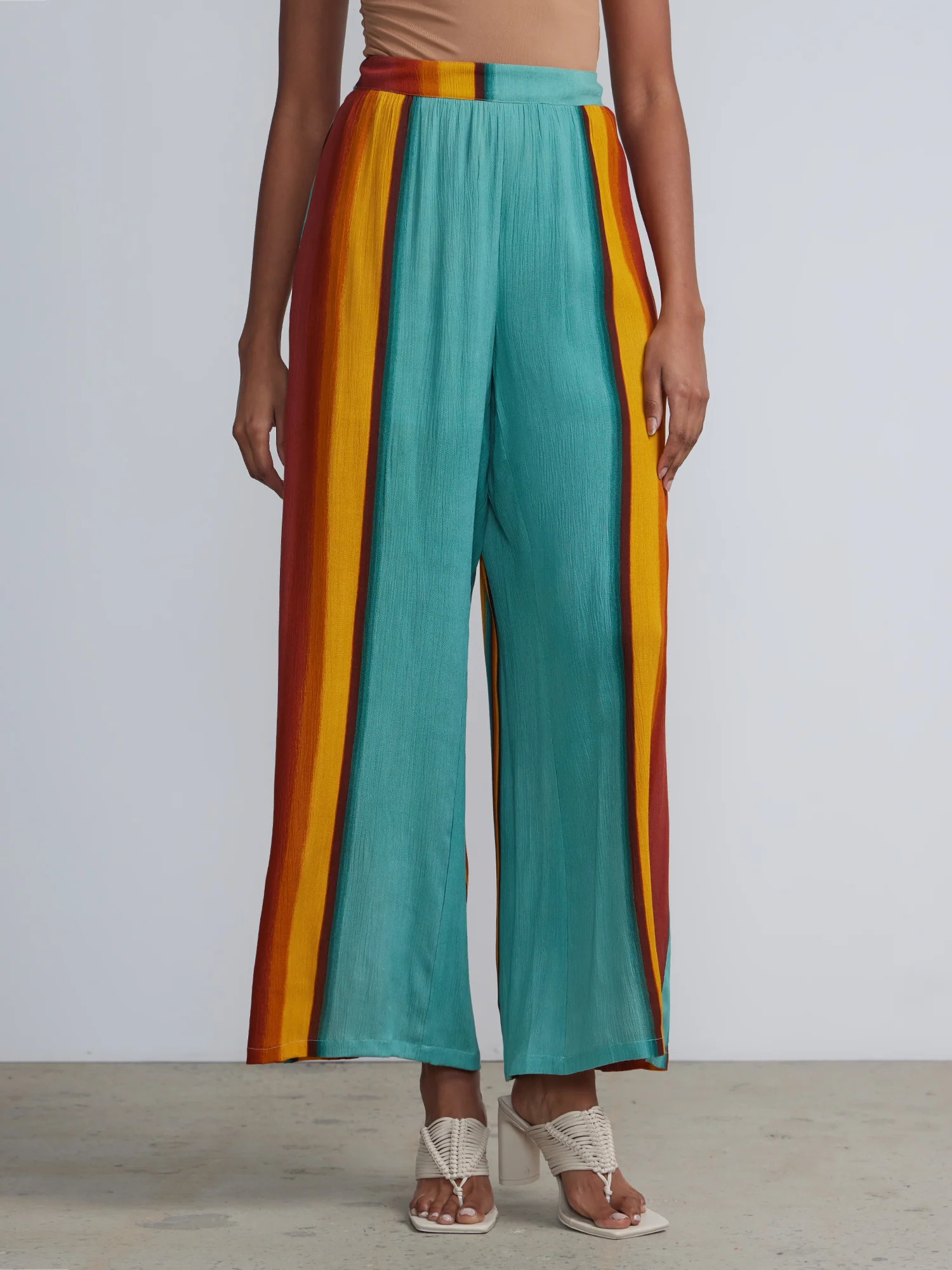 Ombre-Stripe Wide-Leg Pant