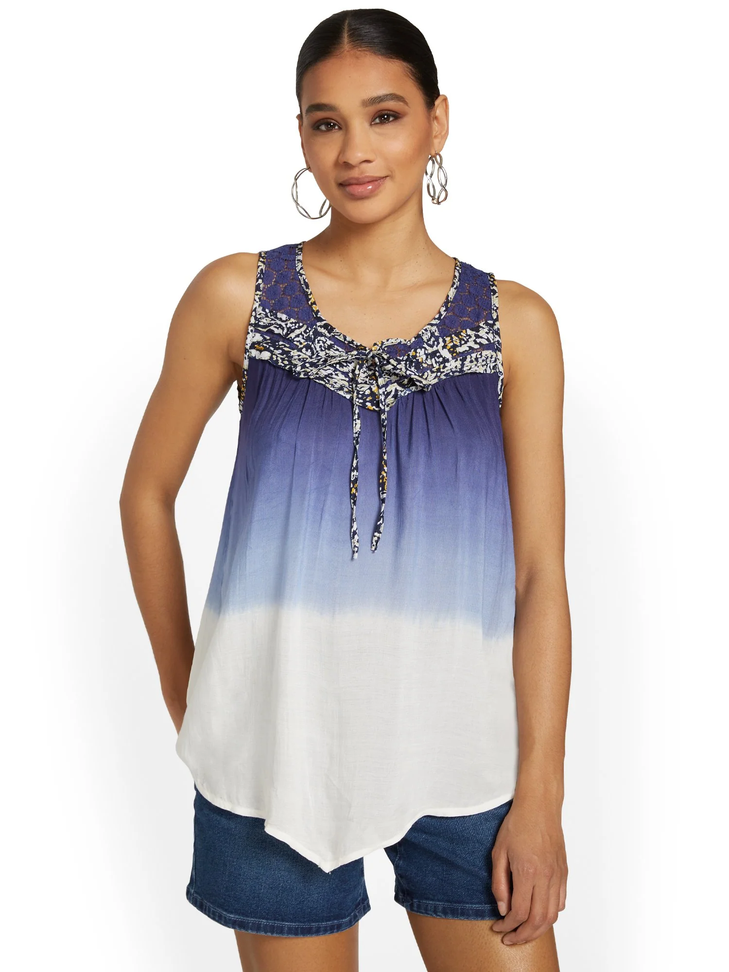 Ombre Tie-Front Sleeveless Top - Image 2