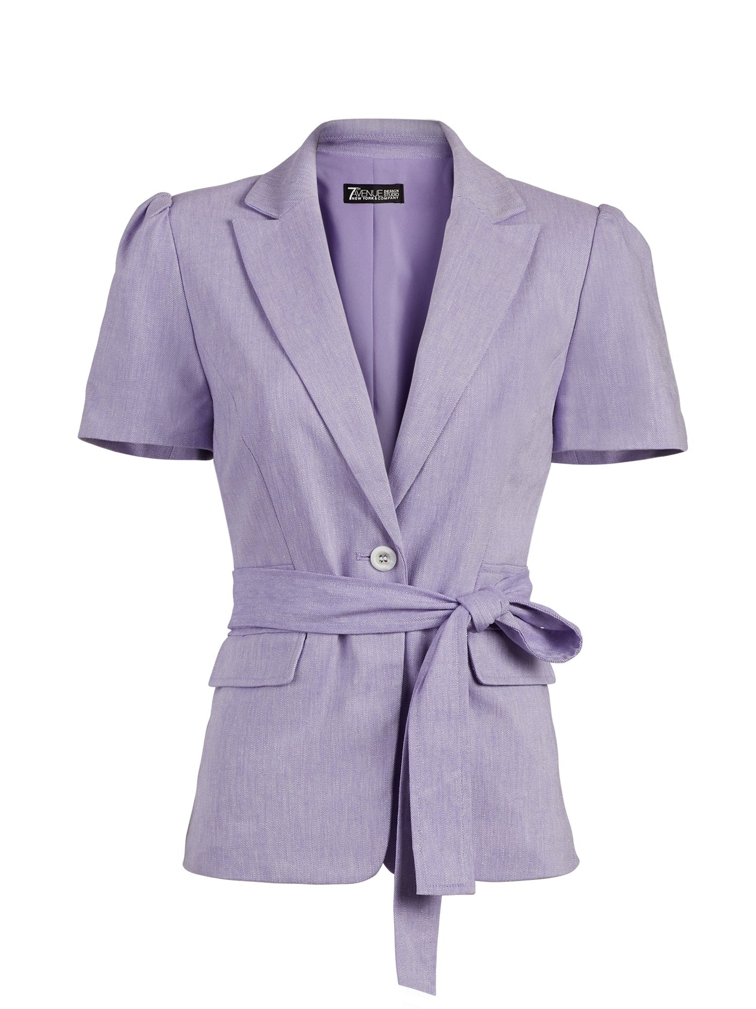 One-Button Puff-Sleeve Jacket - Linen-Blend - 7th Avenue