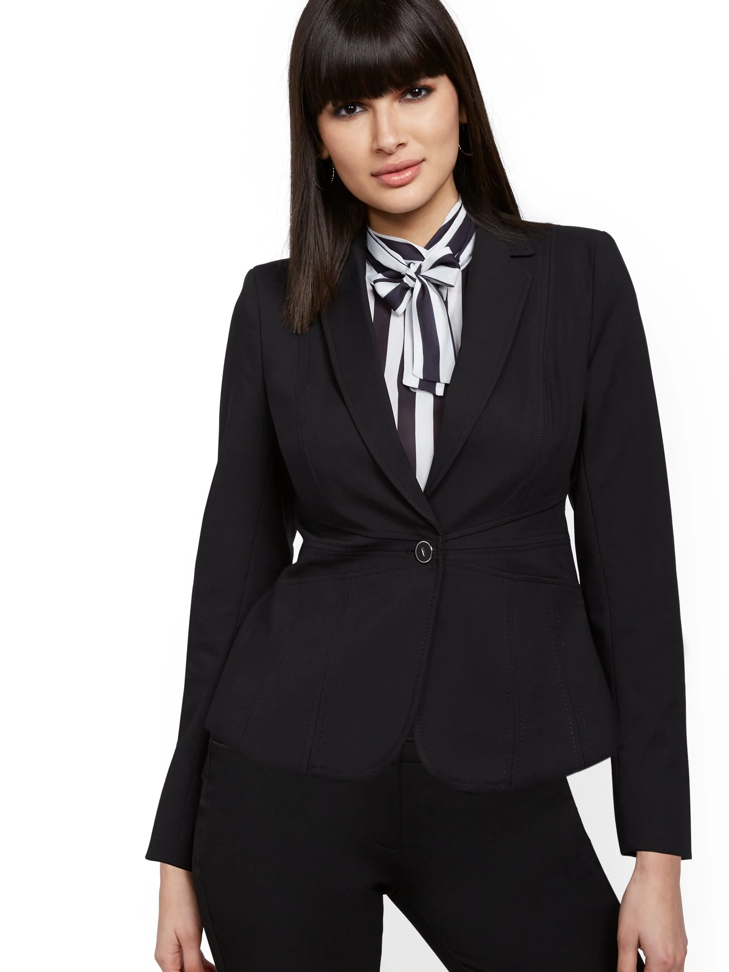 One-Button Waist-Inset Jacket - All-Season Stretch - 7th Avenue