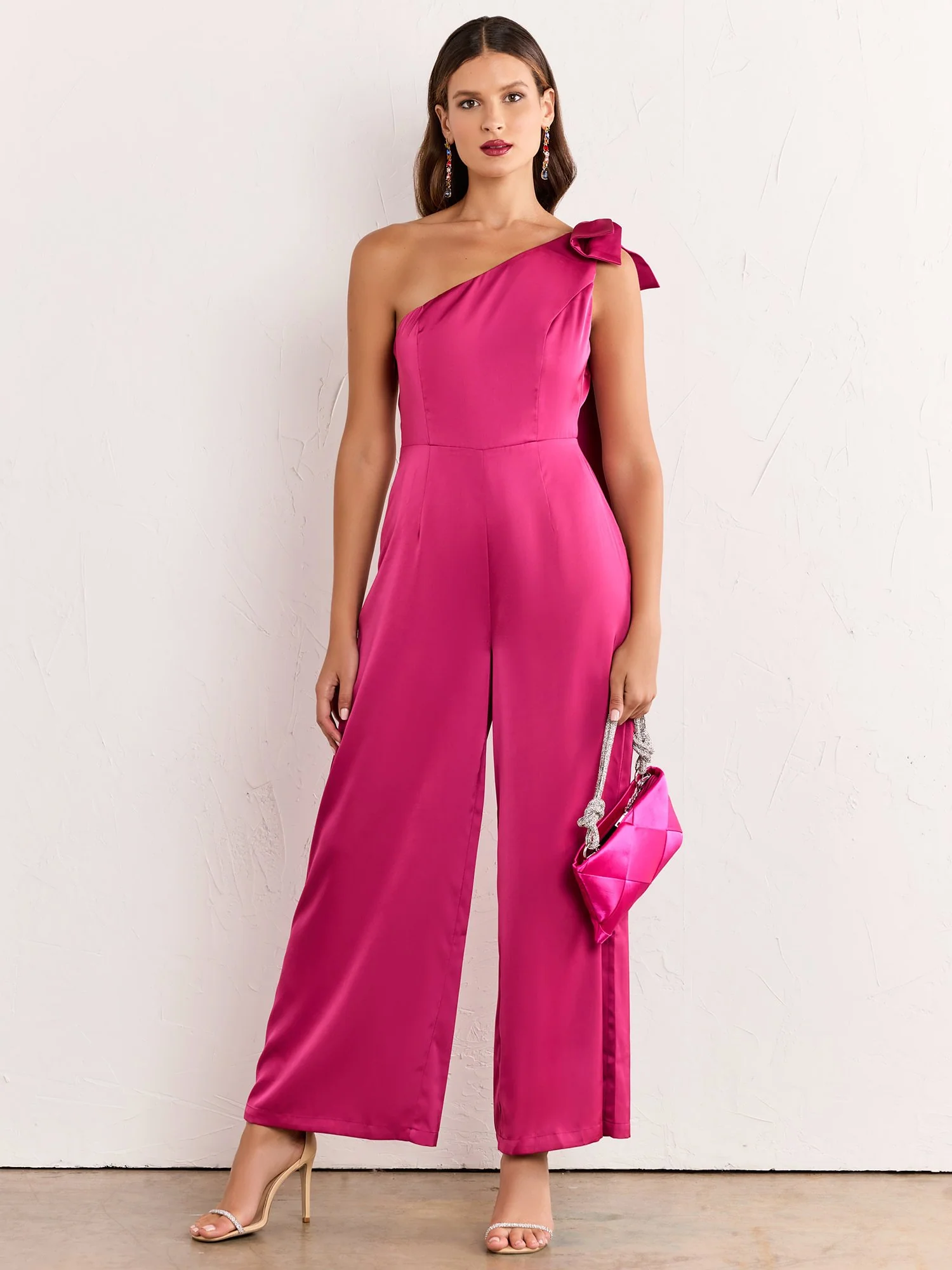 One-Shoulder Bow Wide Leg Jumpsuit - Lena - Image 2