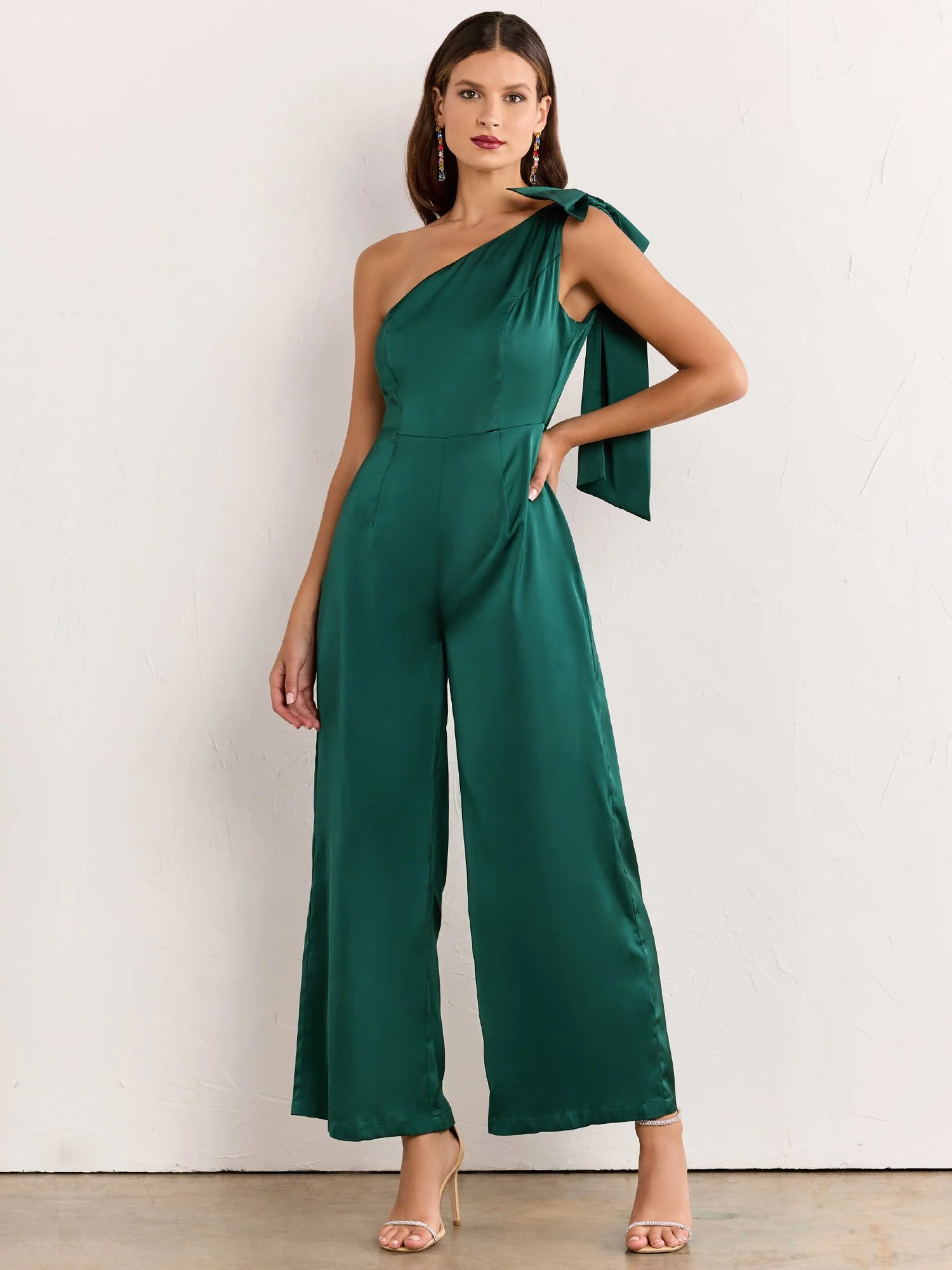 One-Shoulder Bow Wide Leg Jumpsuit - Lena - Image 5