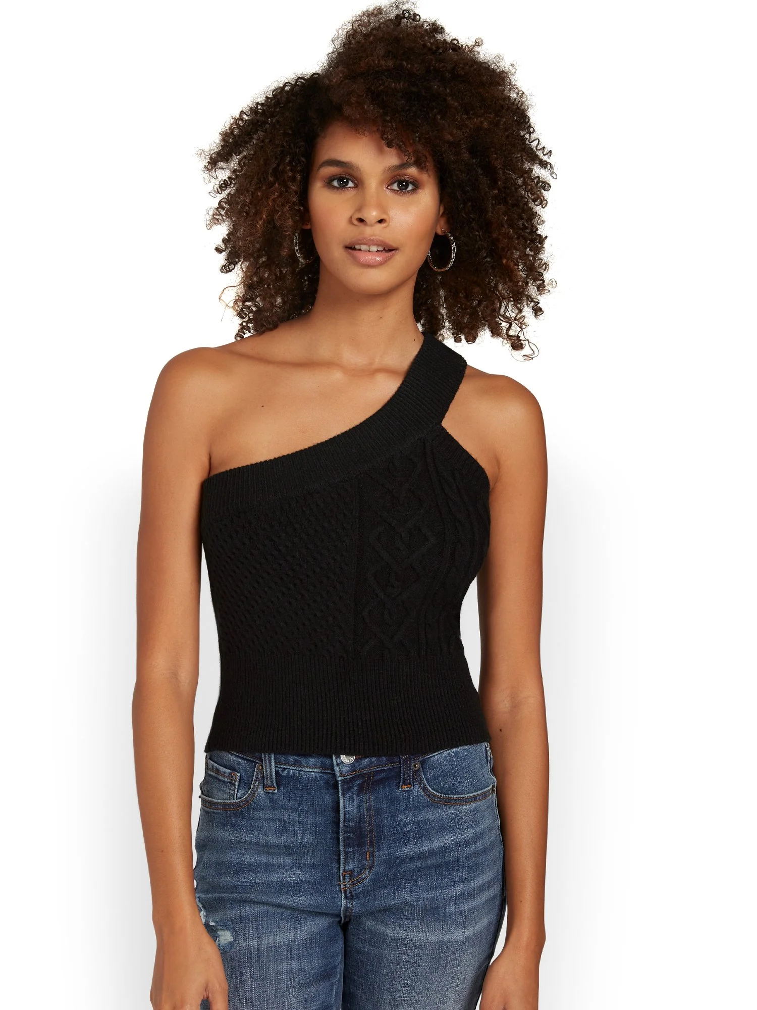 Crescent One-Shoulder Cable-Knit Tank - Brands We Love - Image 2
