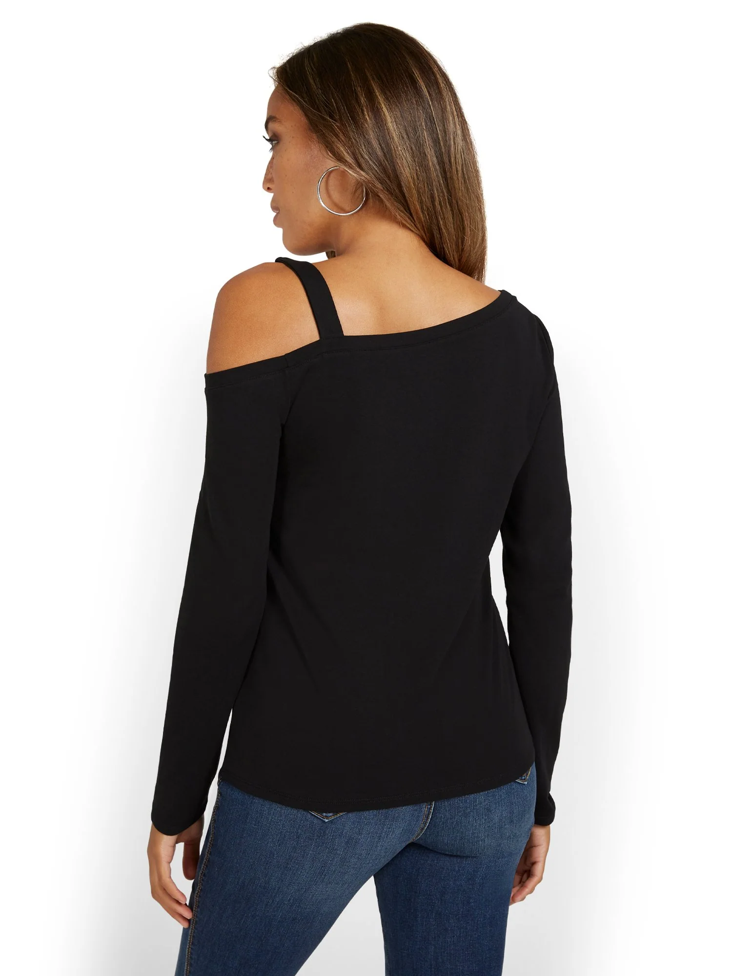 One-Shoulder Chain Detail Tee - Image 3