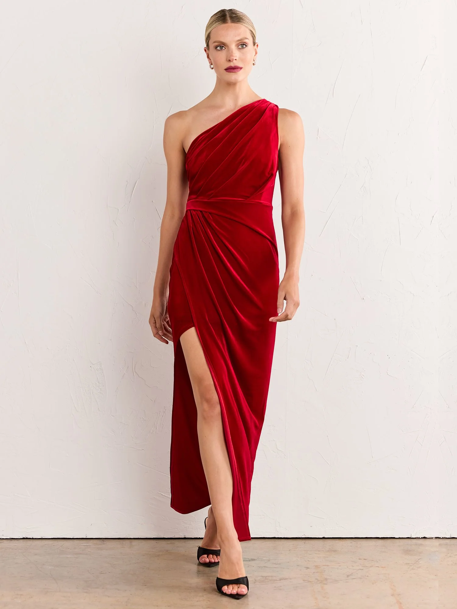 One-Shoulder Draped Velvet Gown - Do+Be - Image 12