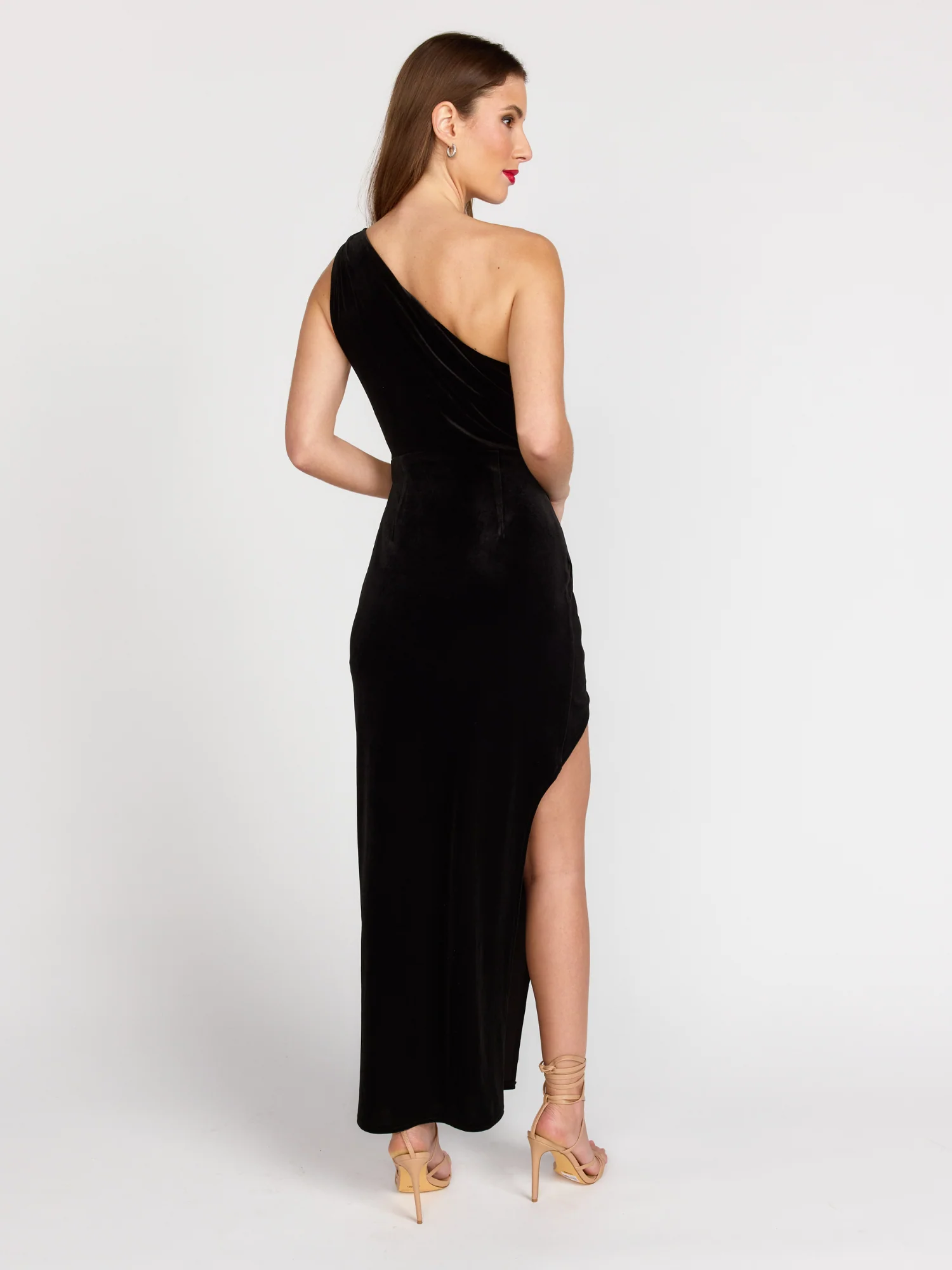 One-Shoulder Draped Velvet Gown - Do+Be - Image 5