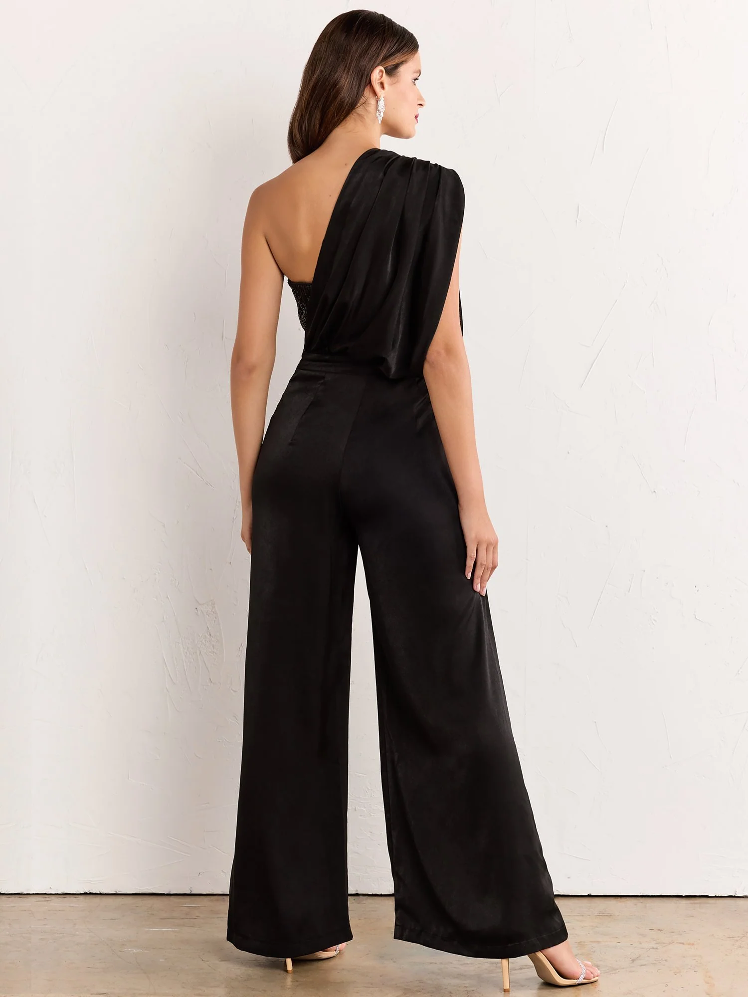 One-Shoulder Grecian Sequin Bust Jumpsuit - Do+Be - Image 4