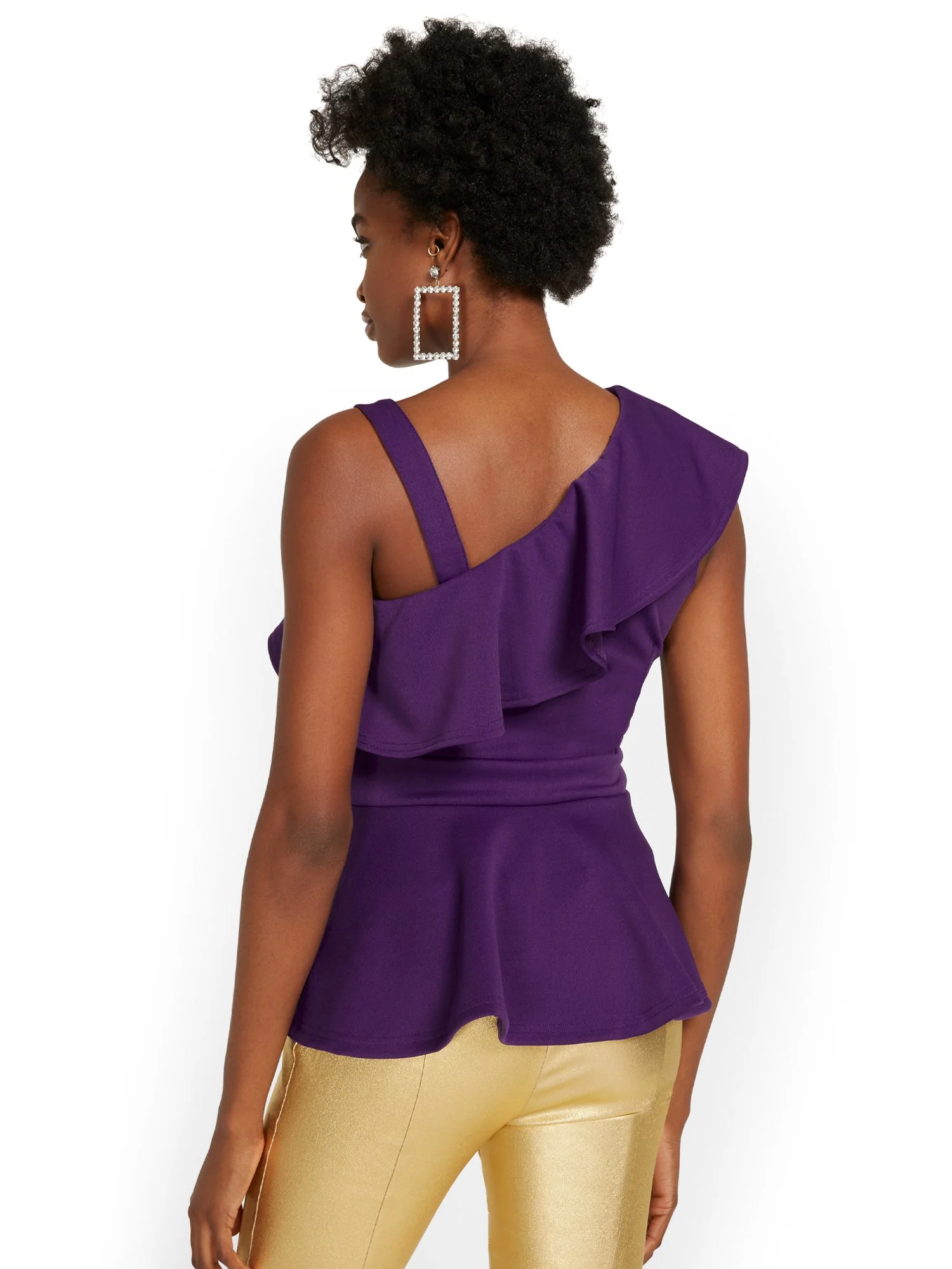One-Shoulder Peplum Top - Image 3