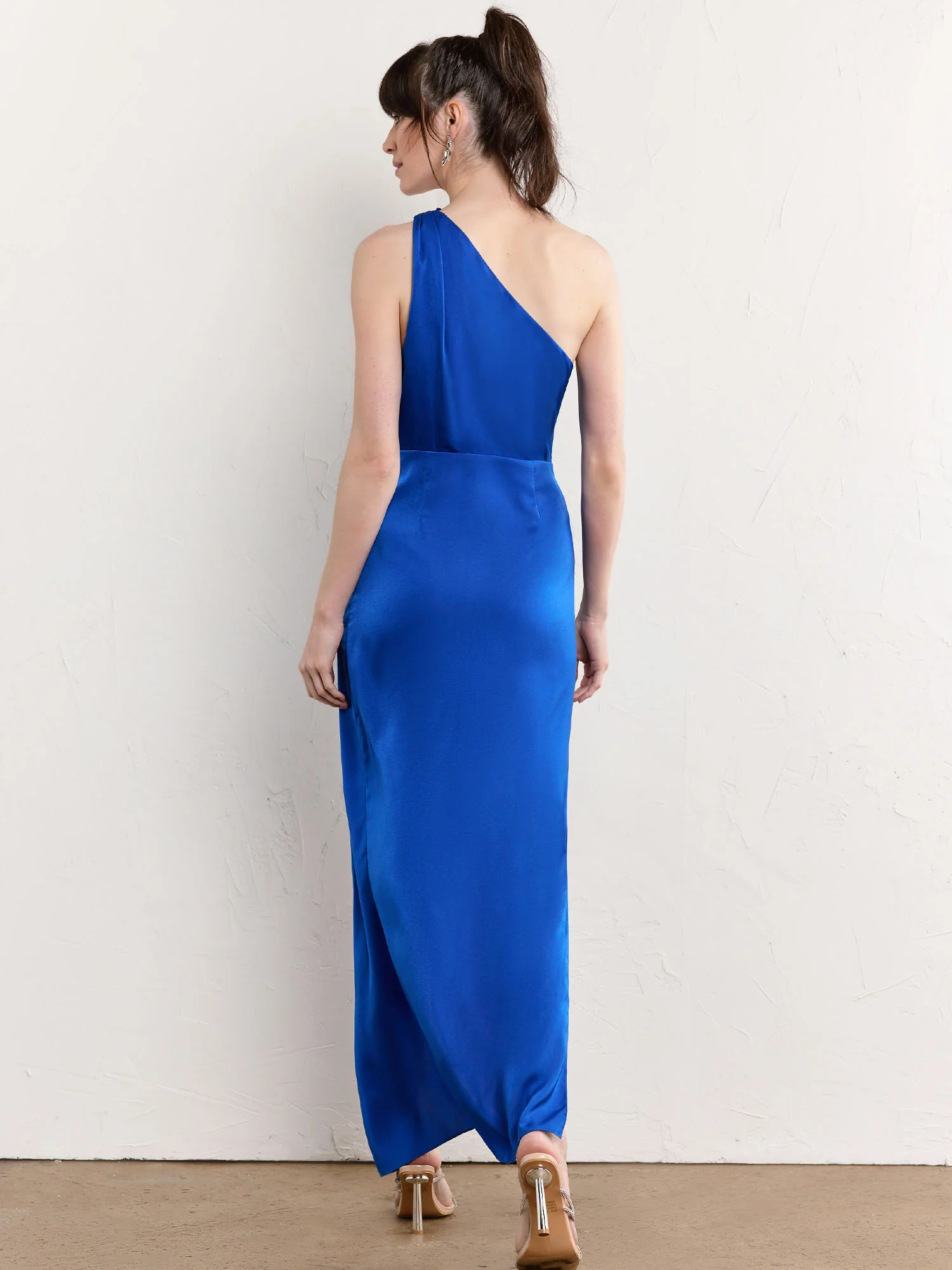 One-Shoulder Pleated Satin Midi Dress - Do+Be - Image 13