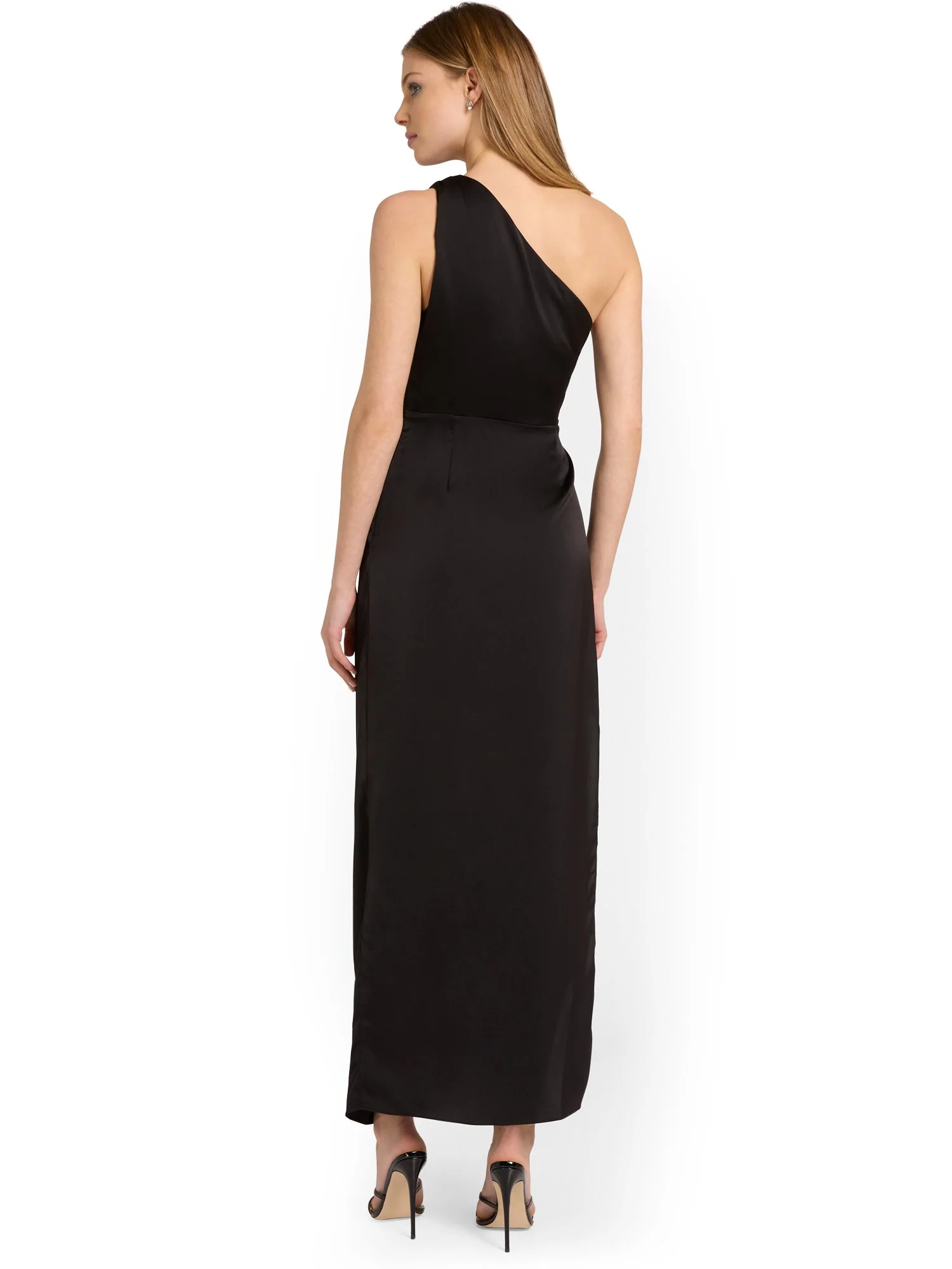 One-Shoulder Pleated Satin Midi Dress - Do+Be - Image 3