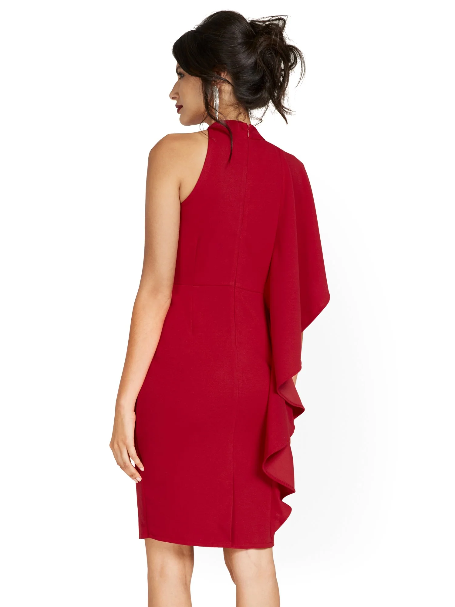 One-Shoulder Ruffle Sheath Dress - Image 3