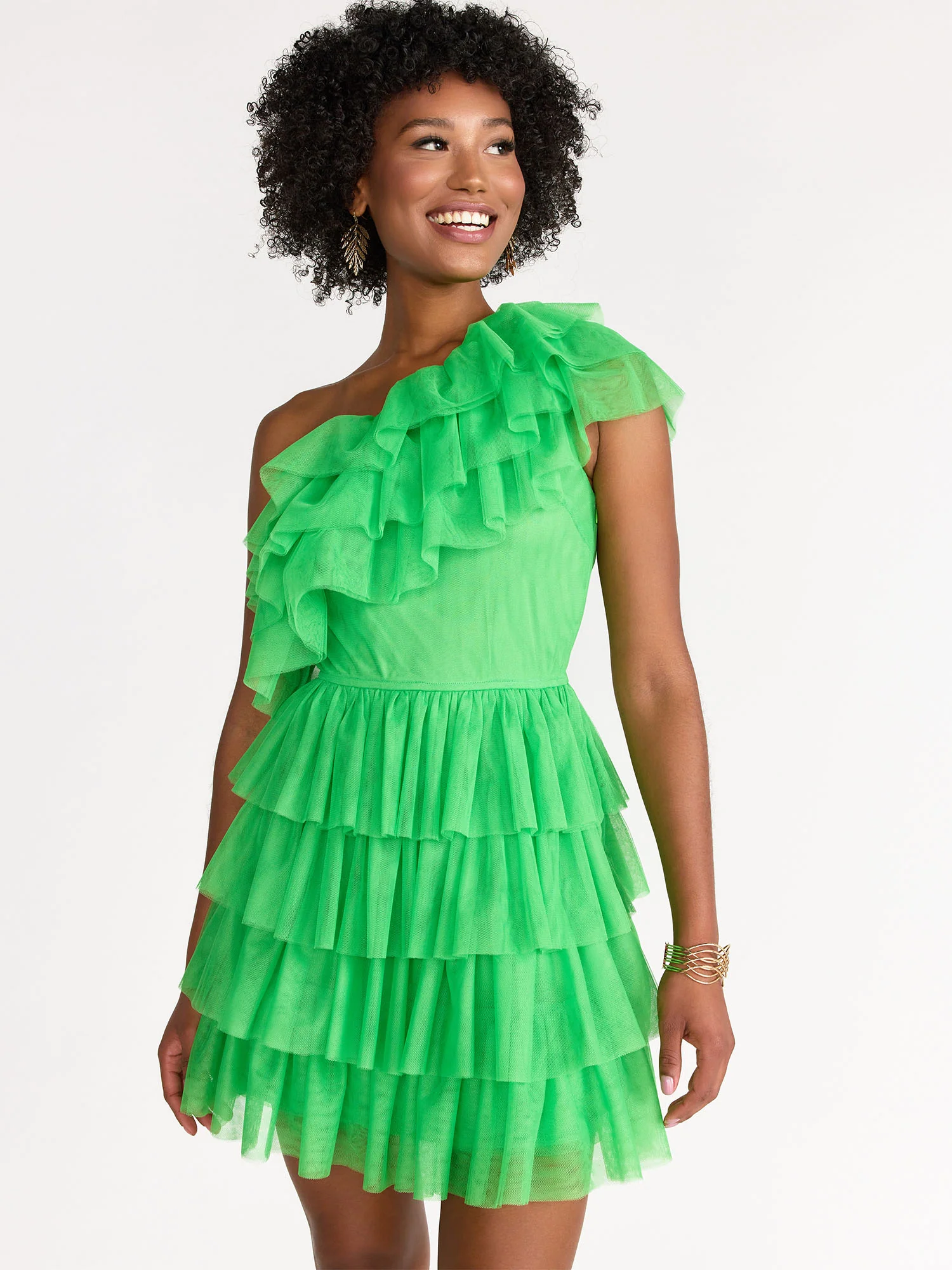 Flying Tomato One Shoulder Tiered Tulle Mini Dress - Brands We Love