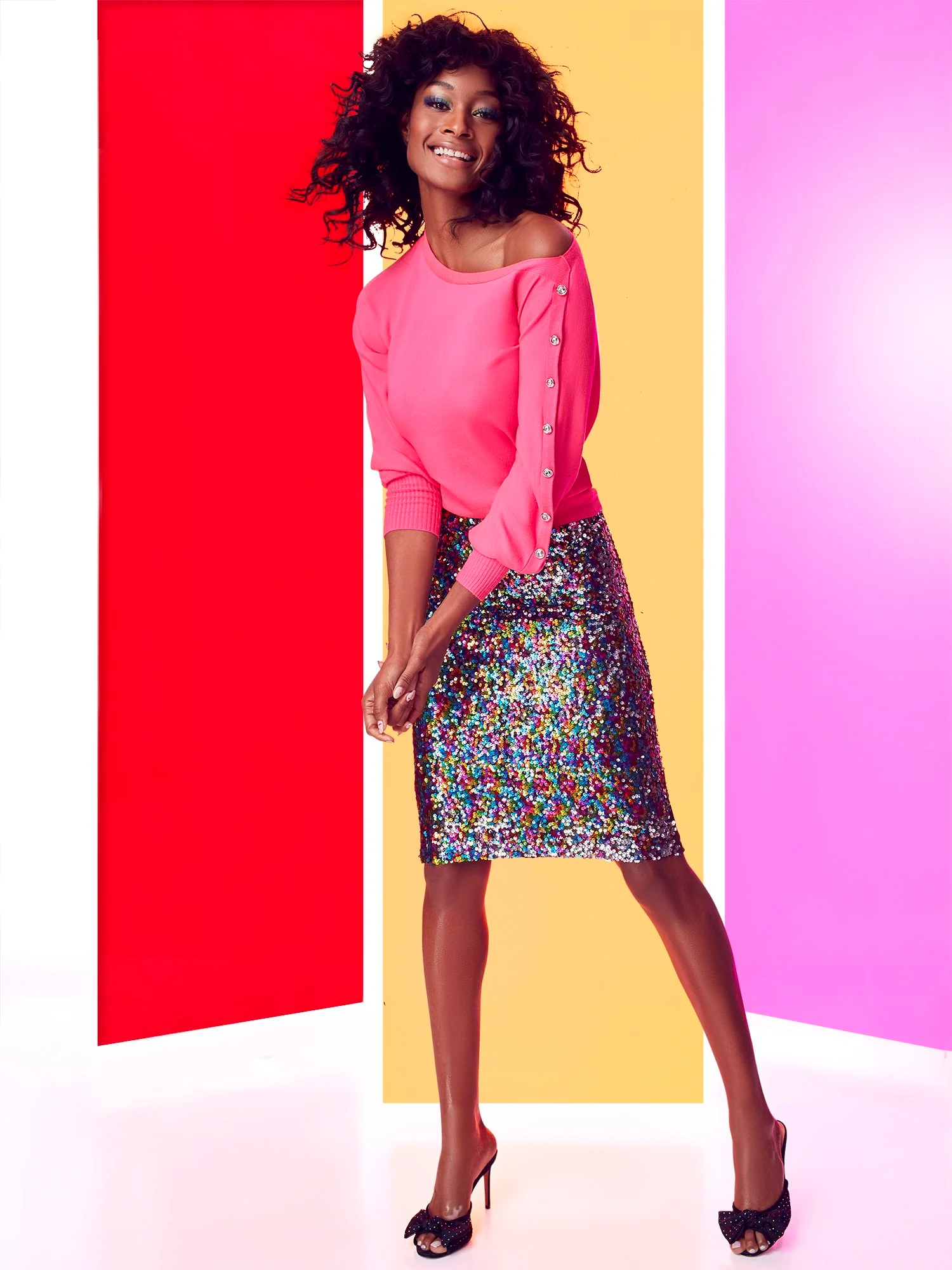 One-Sided Faux-Stone Dolman Sweater - Image 3